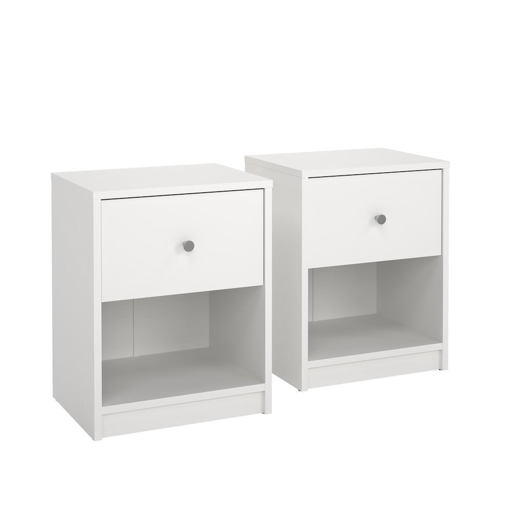 Tvilum  Portland White 1 Drawer Set of 2 Nightstand