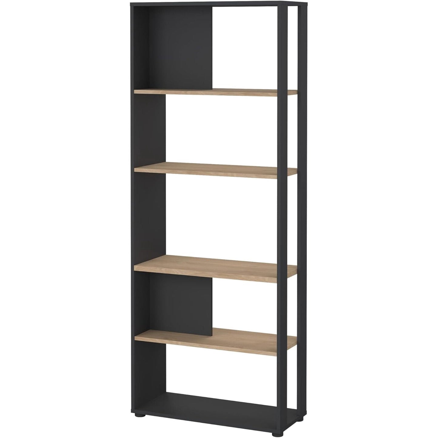 Tvilum Sign Tall Matte Grey/Jackson Hickory 5 Shelf Bookcase Room Divider