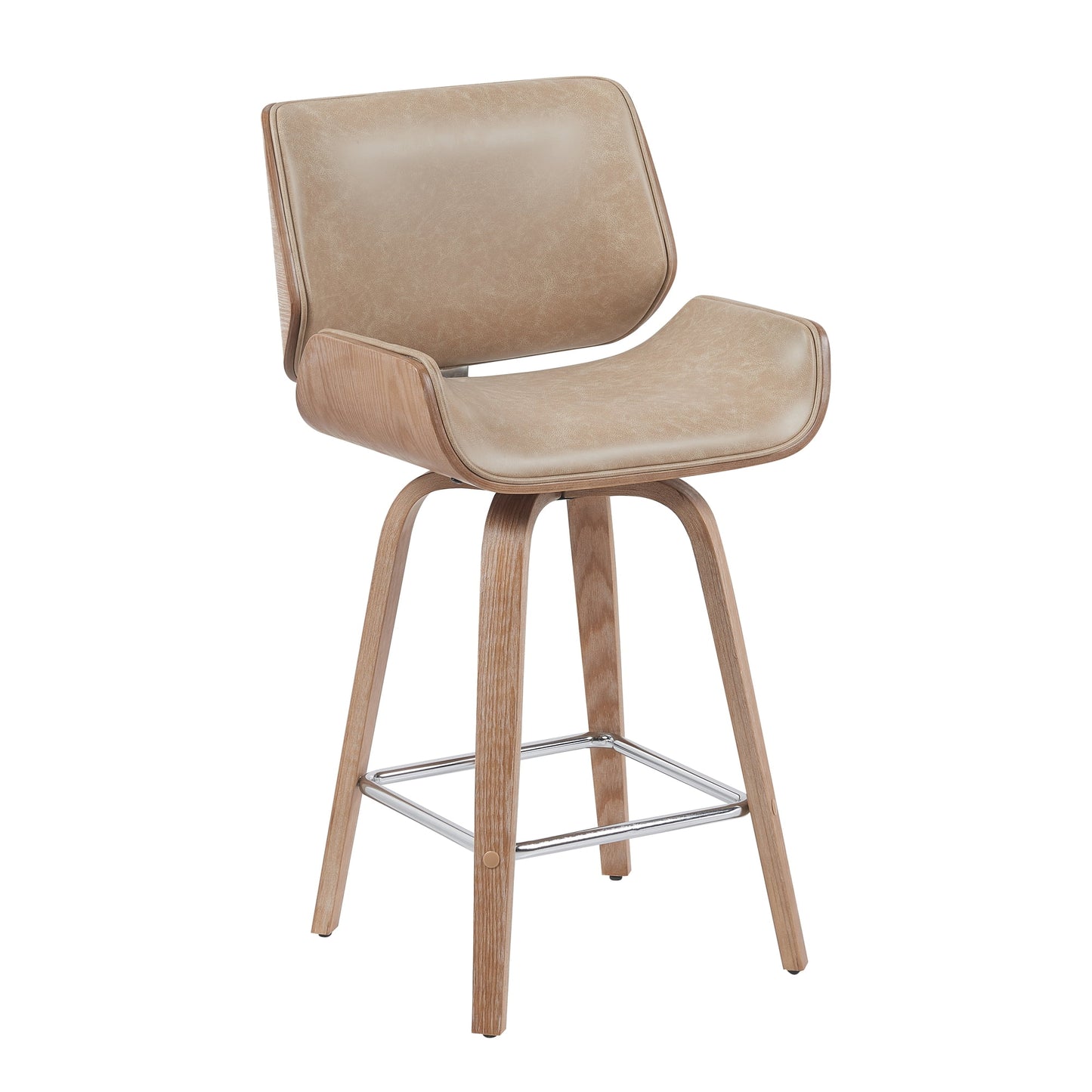 Tyler Counter Height Swivel Bar Stool - White Wash Wood/Vintage Brown Upholstery