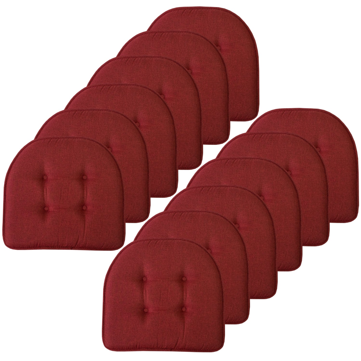 U-Shaped Memory Foam No Slip Back 16 x 16 Chair Pad Cushion 12 Pack - Wine