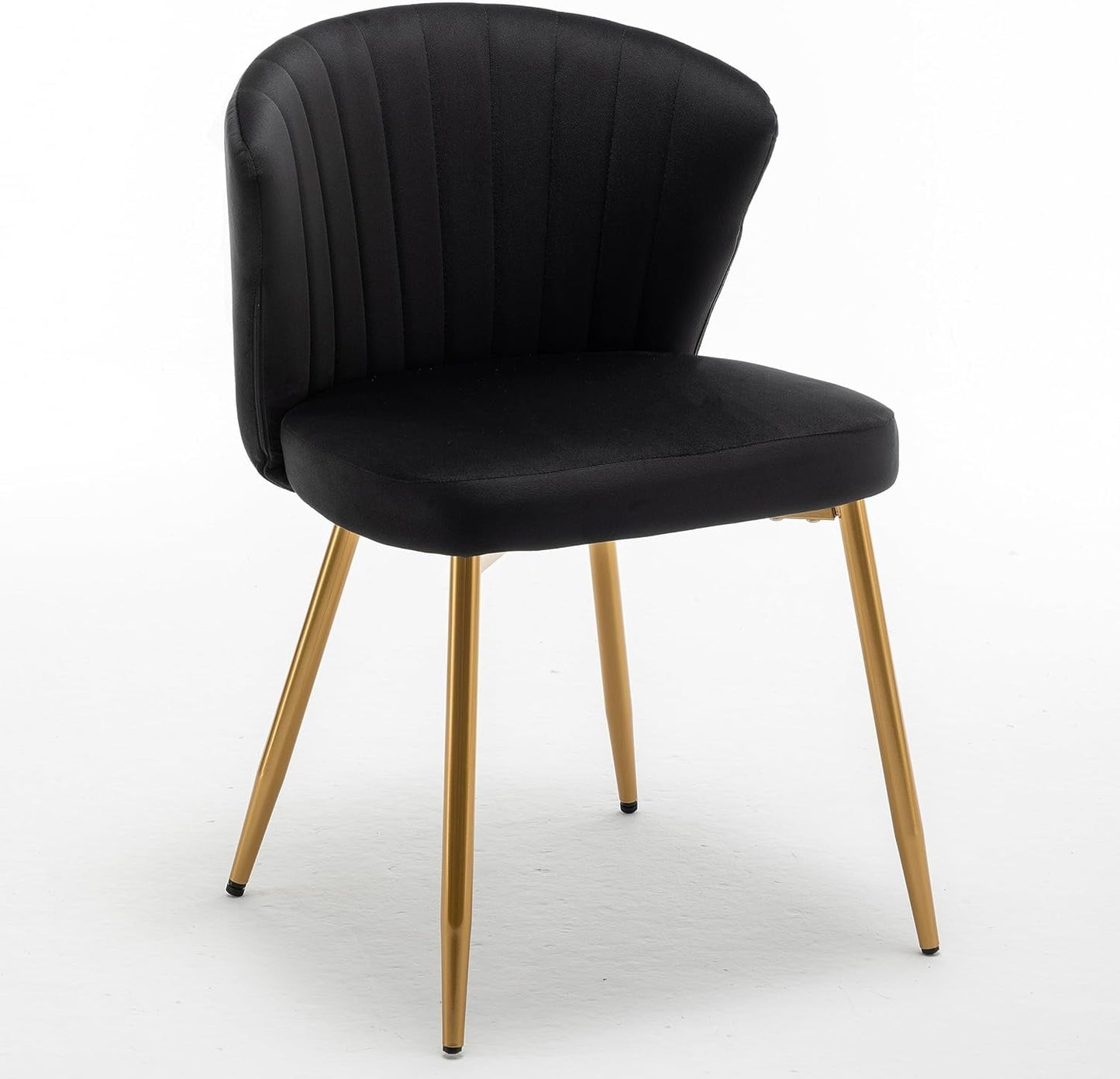 US Pride Furniture Modern Velvet Accent Chair for Living Room Bedroom Entryway or Small Spaces with Channel-Tufted Design Comfortable and Trendy Armless Seat Black