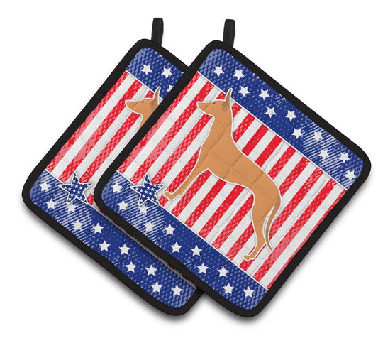 USA Patriotic Pharaoh Hound Pair of Pot Holders
