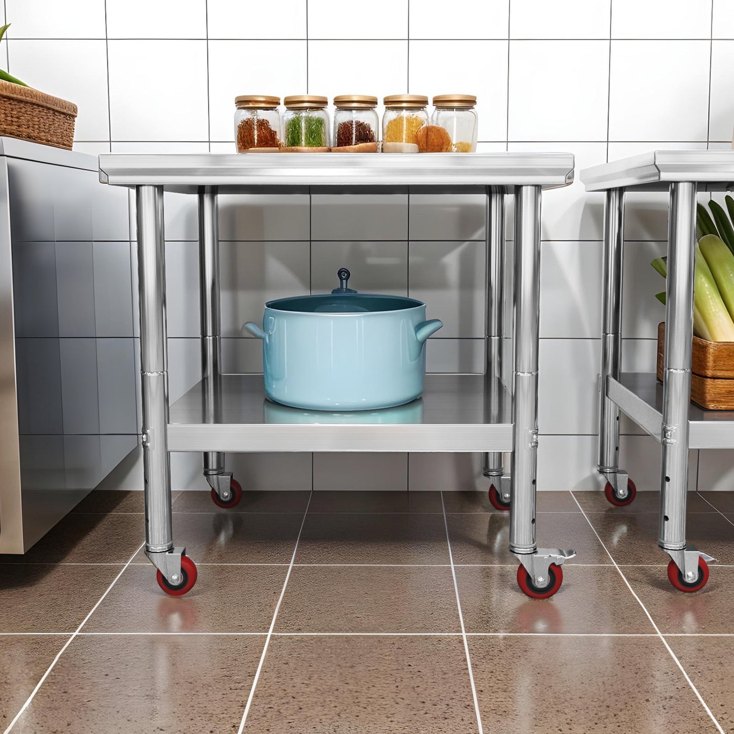Uforic 30" x 24" Stainless Steel Work Table with Wheels for Home, Kitchen, Restaurant, Garage, Warehouse, and Outdoor