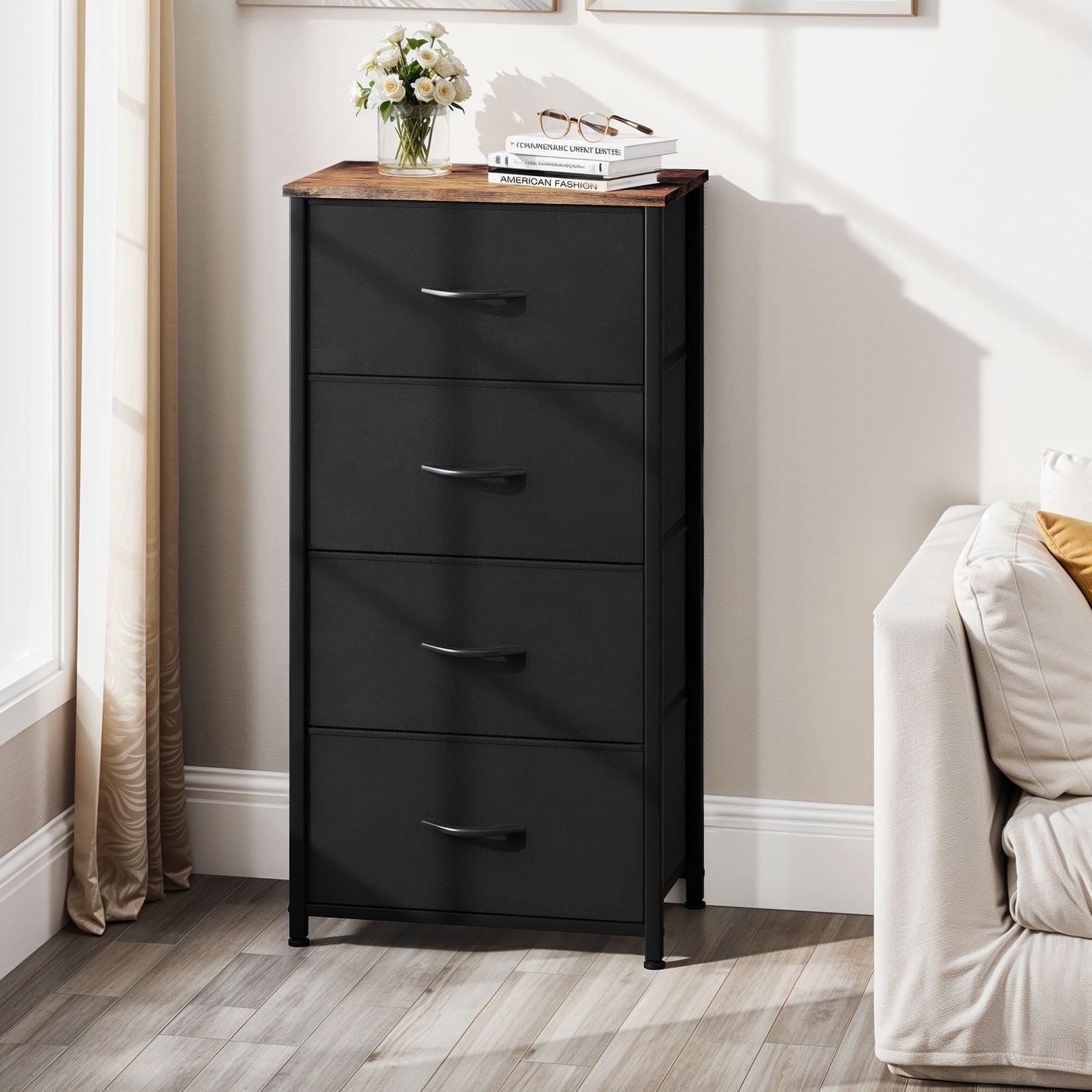 Uforic 4-Drawer Fabric Dresser, Large Storage Organizer for & Closet, Steel Frame & Handles
