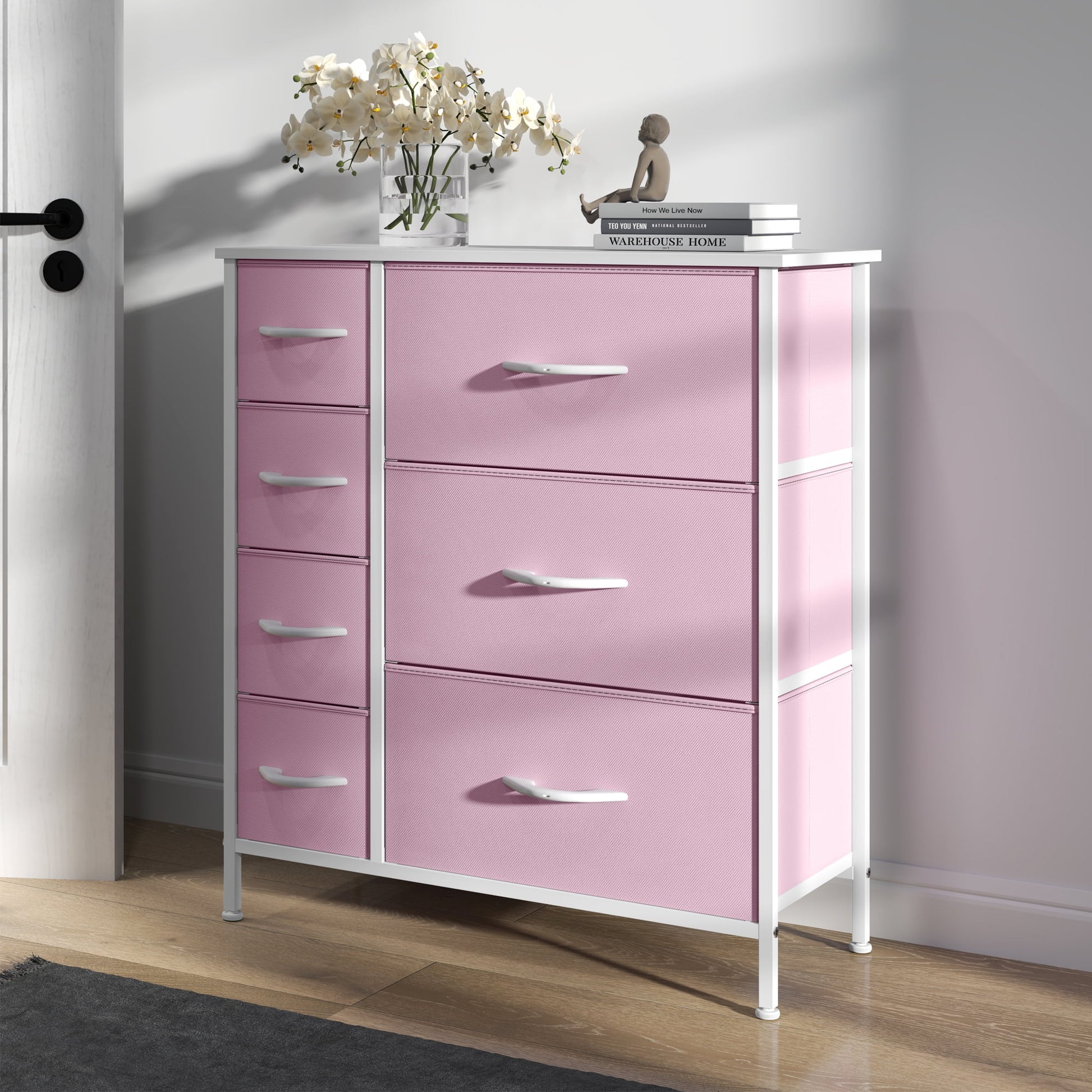 Uforic 7-Drawer Fabric Dresser, Pink Storage Organizer for & Closet, for Adults and Teens