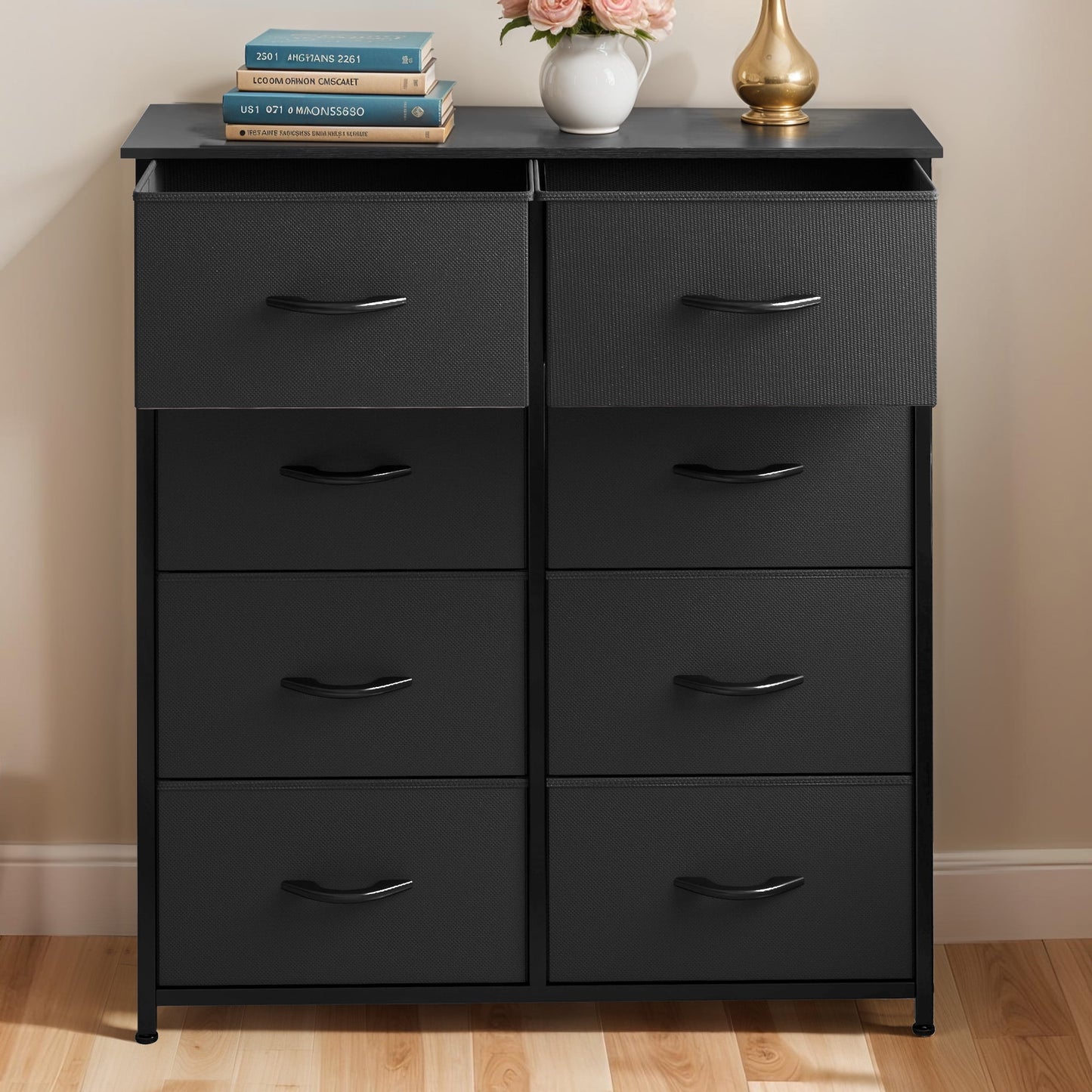 Uforic 8 Drawer Dressers for ,Chest of Drawers Fabric Storage Dressers for Living Room Black