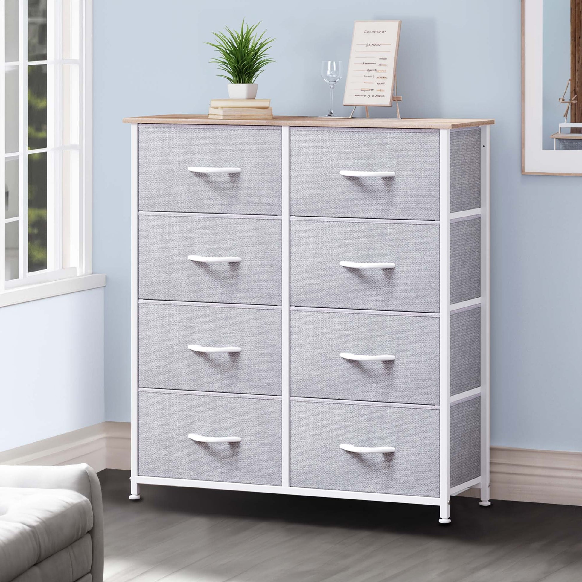 Uforic 8 Drawers Dresser Chest of Drawers for Adult for , Living Room, Gray