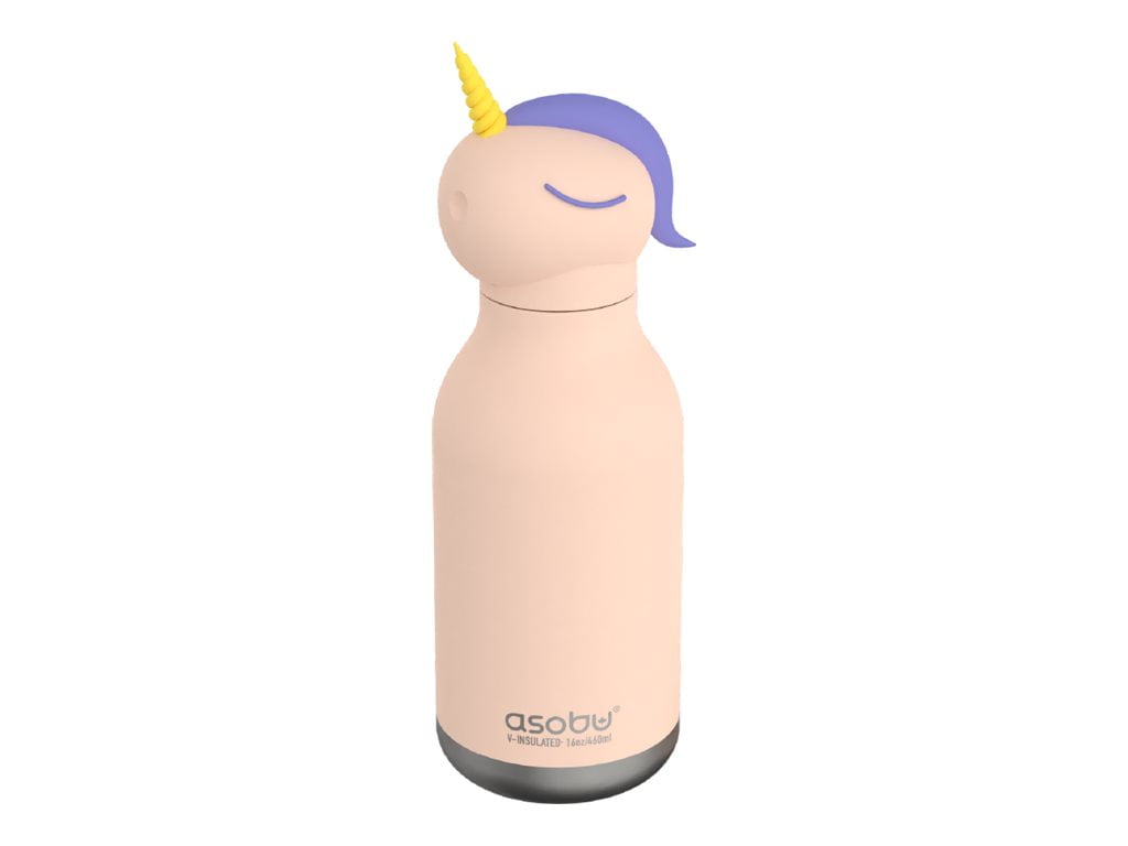 Dog Asobu Bestie Kids Insulated Water Bottle with Detachable Soft Animal Head 16 Ounce