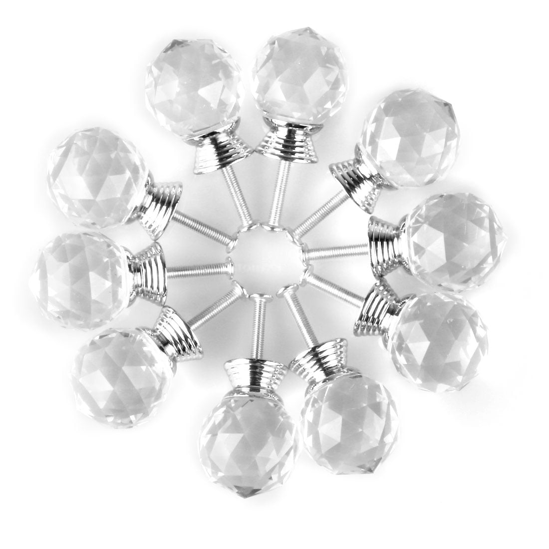 Unique Bargains 1.18" Crystal Glass Cabinet Knob Polished Chrome
