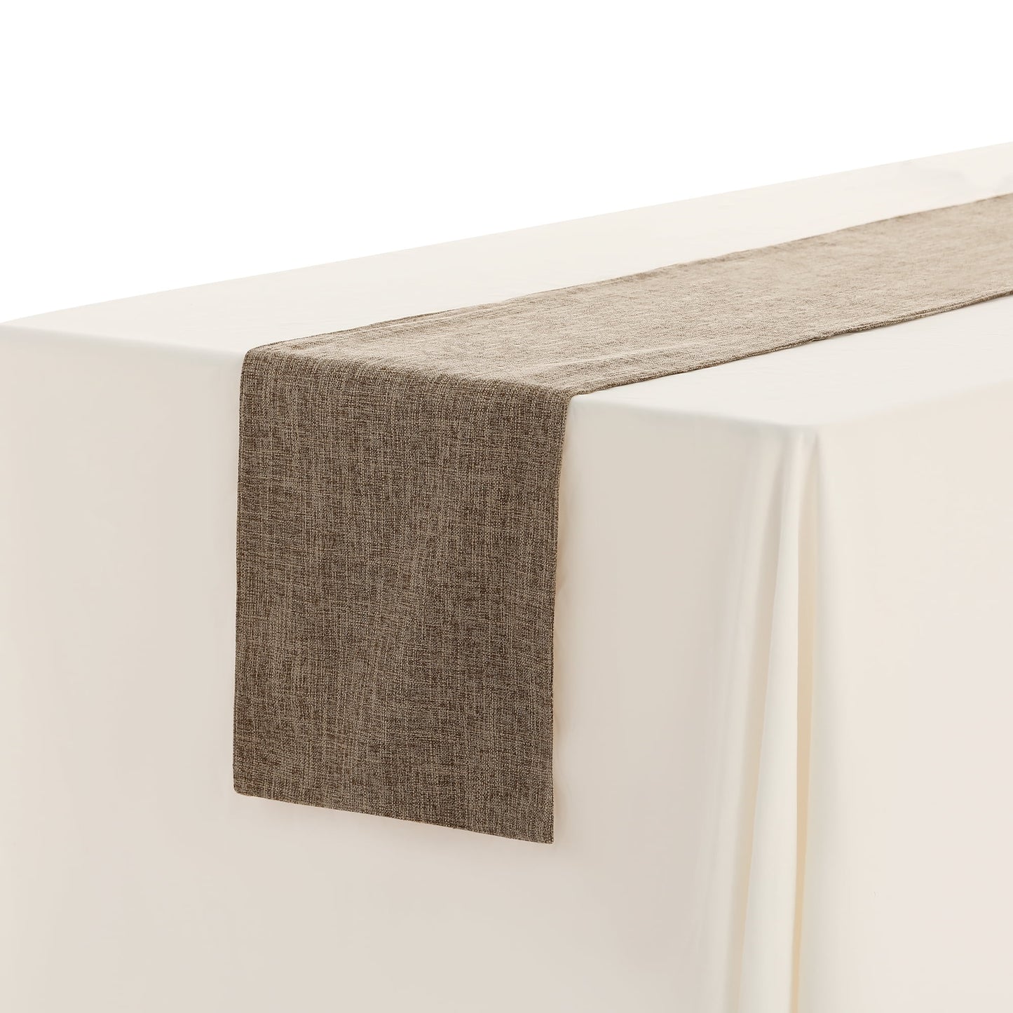 Unique Bargains 1 Pack Solid Color Table Runner Long Linen Table Banner Coffee 12"x71"