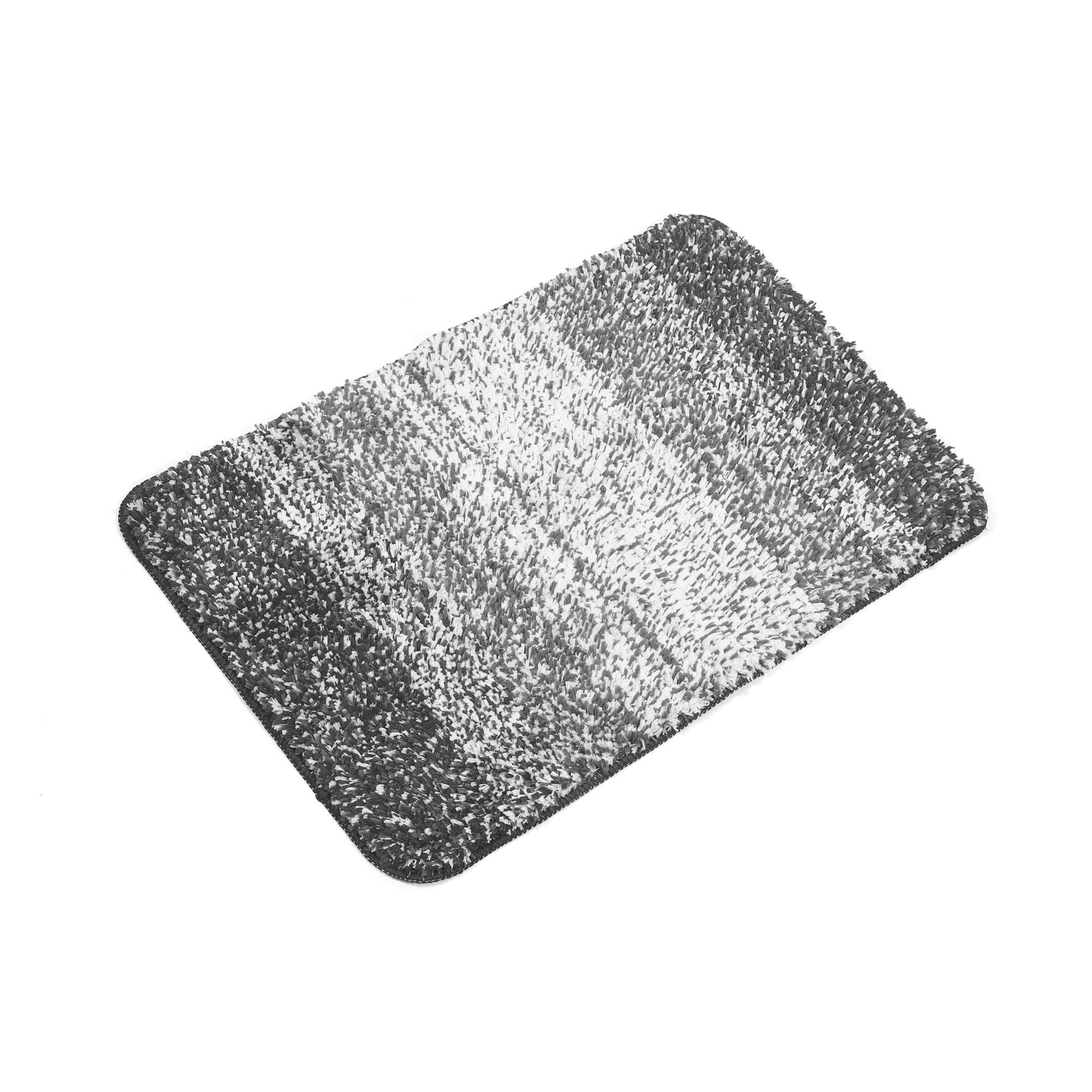 Unique Bargains 1 Pcs Polyester Bathroom Mat Non Slip Soft Bath Mats Rugs Gradient Gray