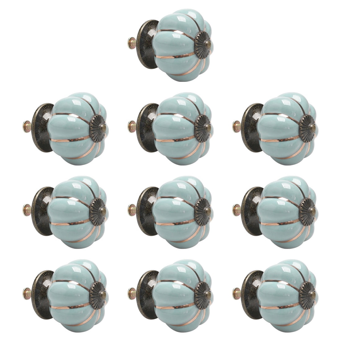 Unique Bargains 10-Pack Ceramic Drawer Cabinet Knob Handle Light Blue Finish