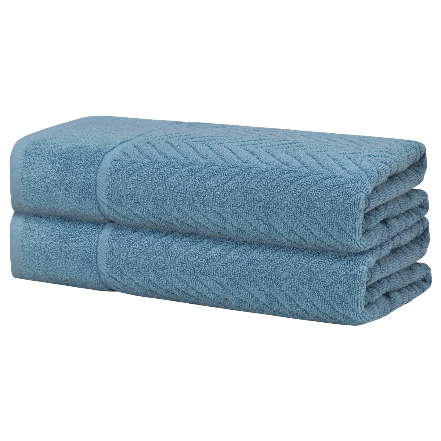 Unique Bargains 100% Cotton 2 Pack Solid Bath Towels Quick Dry and Absorbent Blue