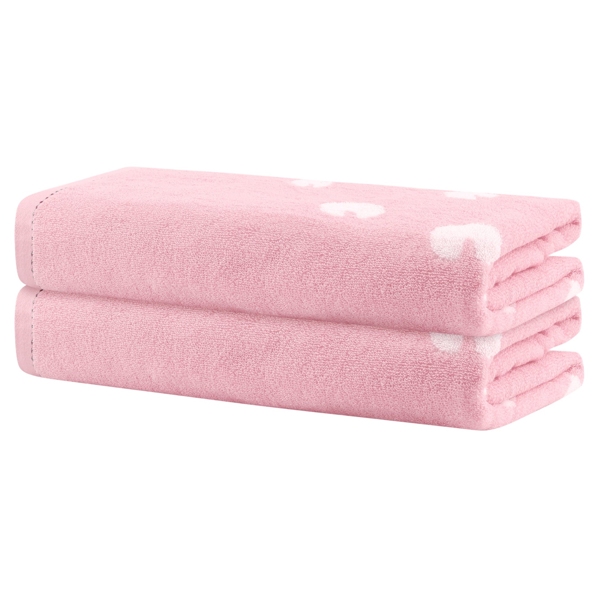 Unique Bargains 100% Cotton 2 Pack Solid Bath Towels Quick Dry and Absorbent Pink Sheep