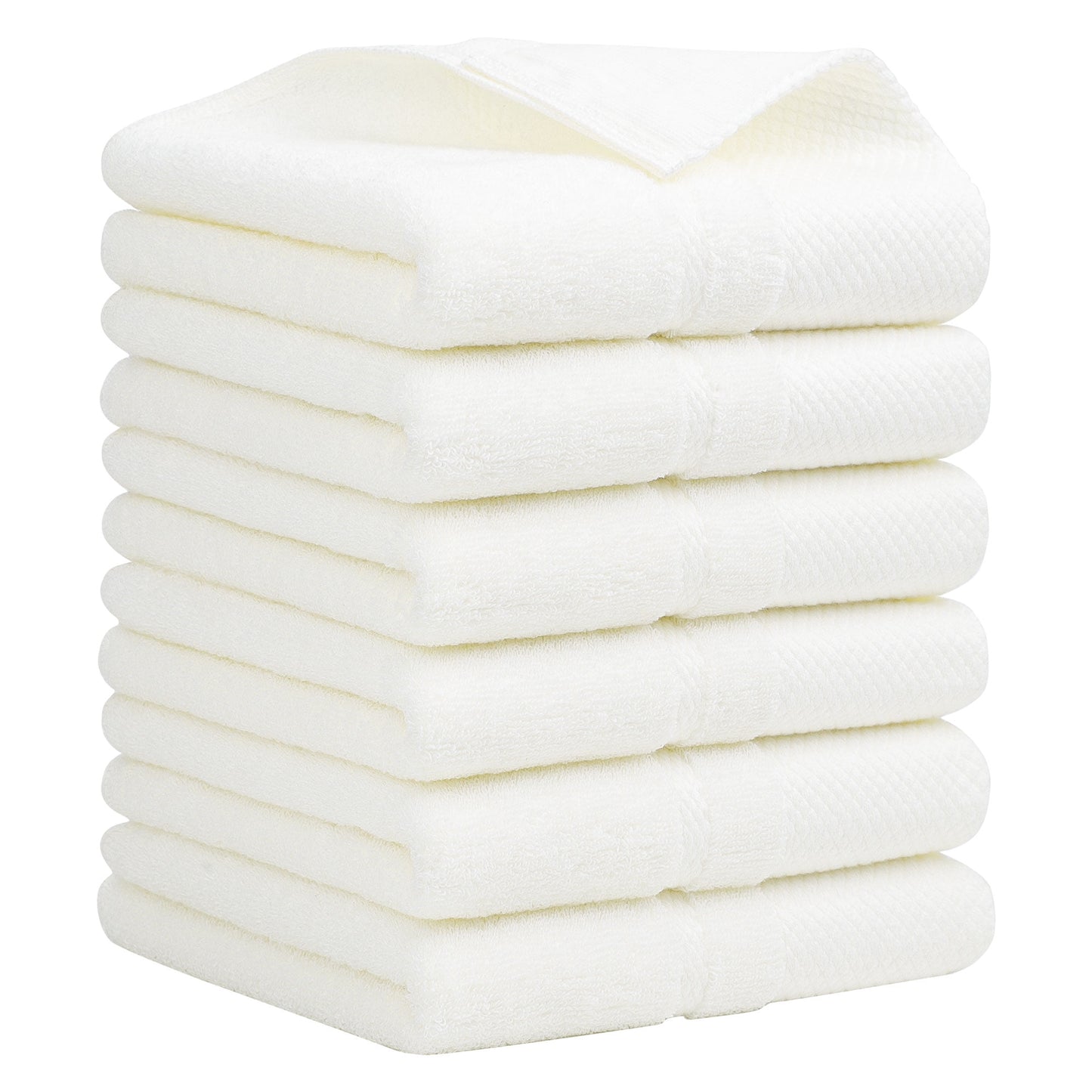 Unique Bargains 100% Cotton Absorbent Hand Towel Set 14"x30" Beige 6 Pcs
