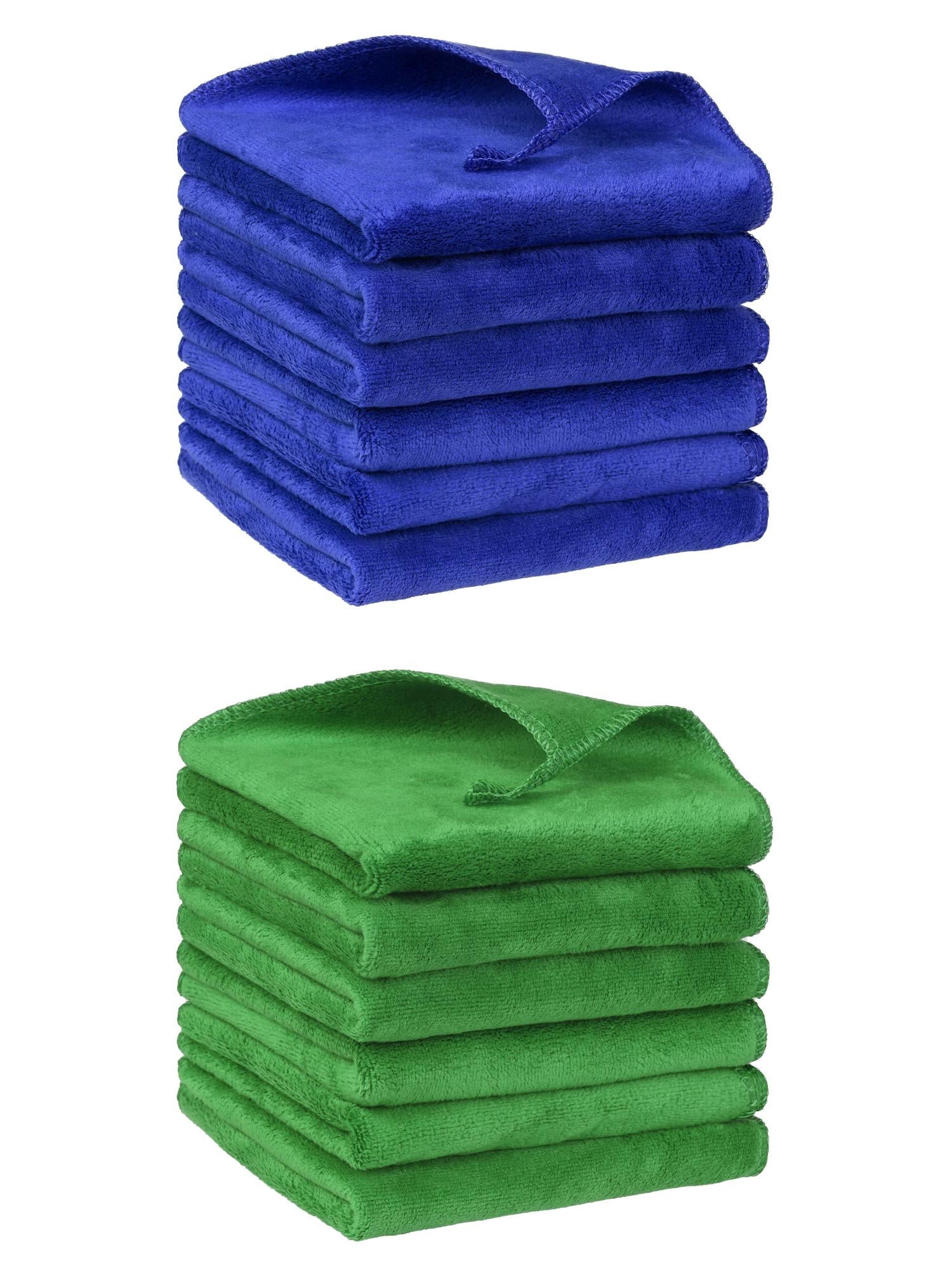 Unique Bargains 12"x12" Microfiber Thick Absorbent Dishwashing Kitchen Towels Blue, Green
