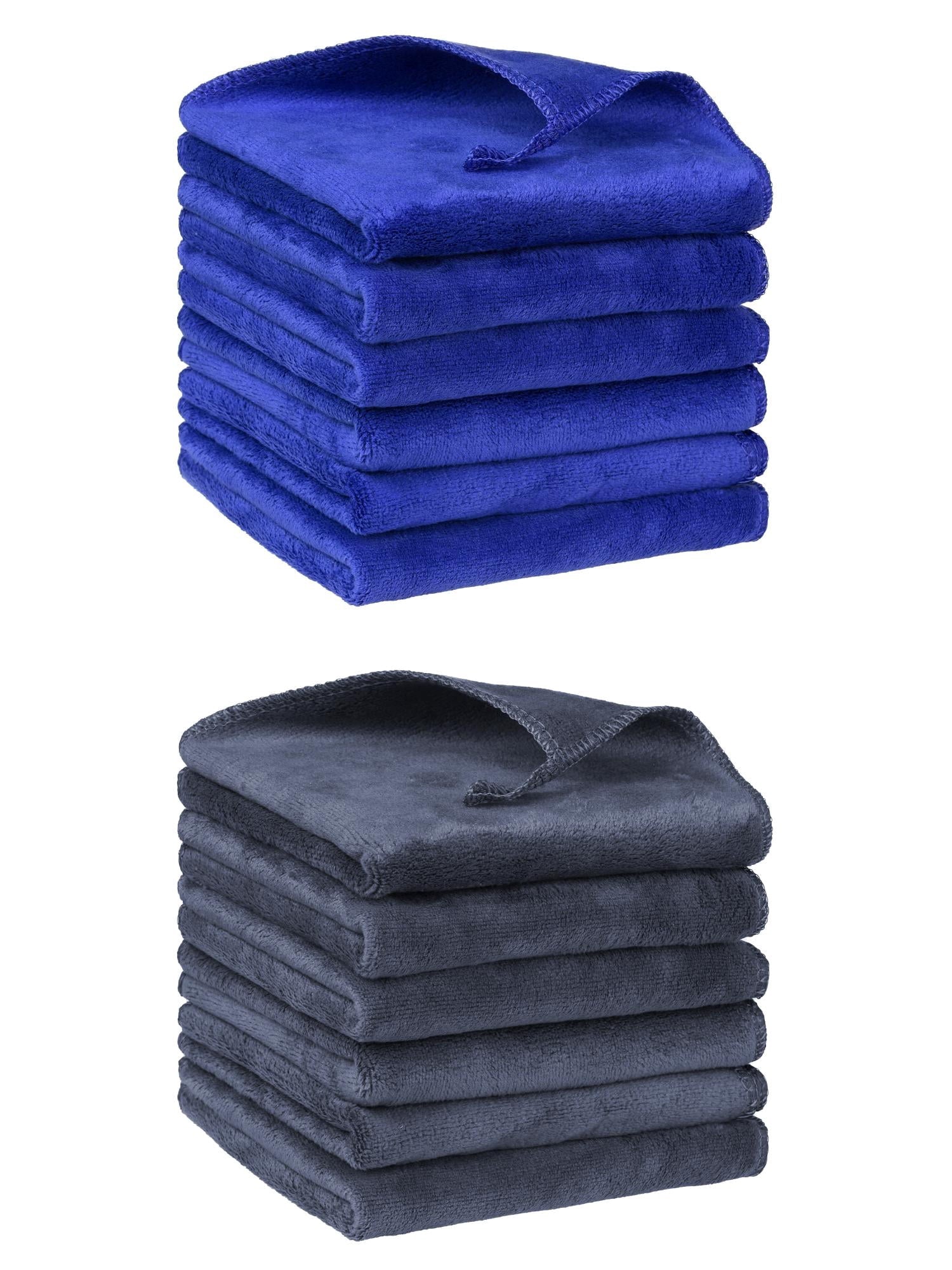 Unique Bargains 12"x12" Microfiber Thick Absorbent Dishwashing Kitchen Towels Blue, Grey