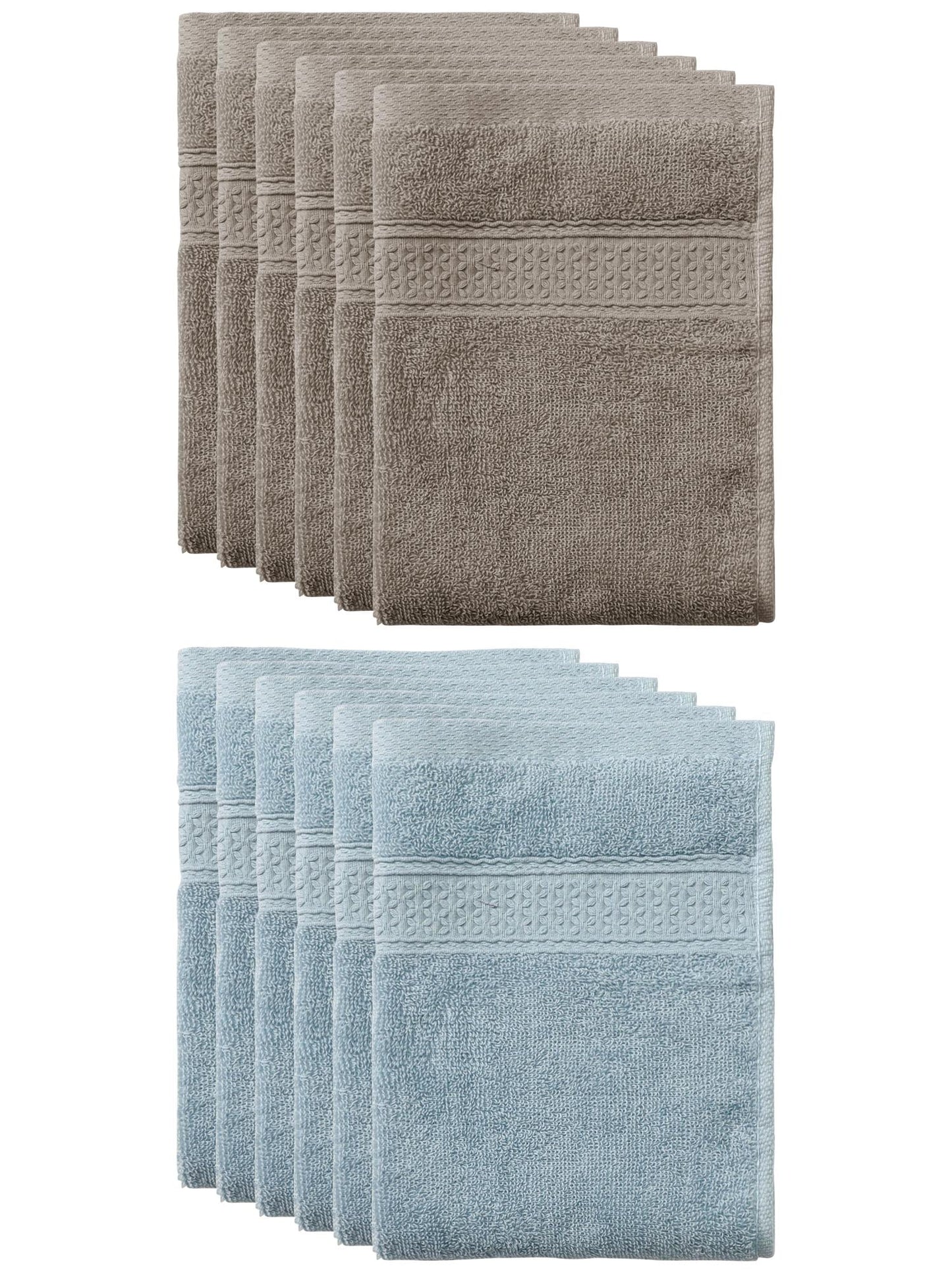 Unique Bargains 13"x13" Absorbent Cotton Dish Kitchen Plain Towels Brown, Grey