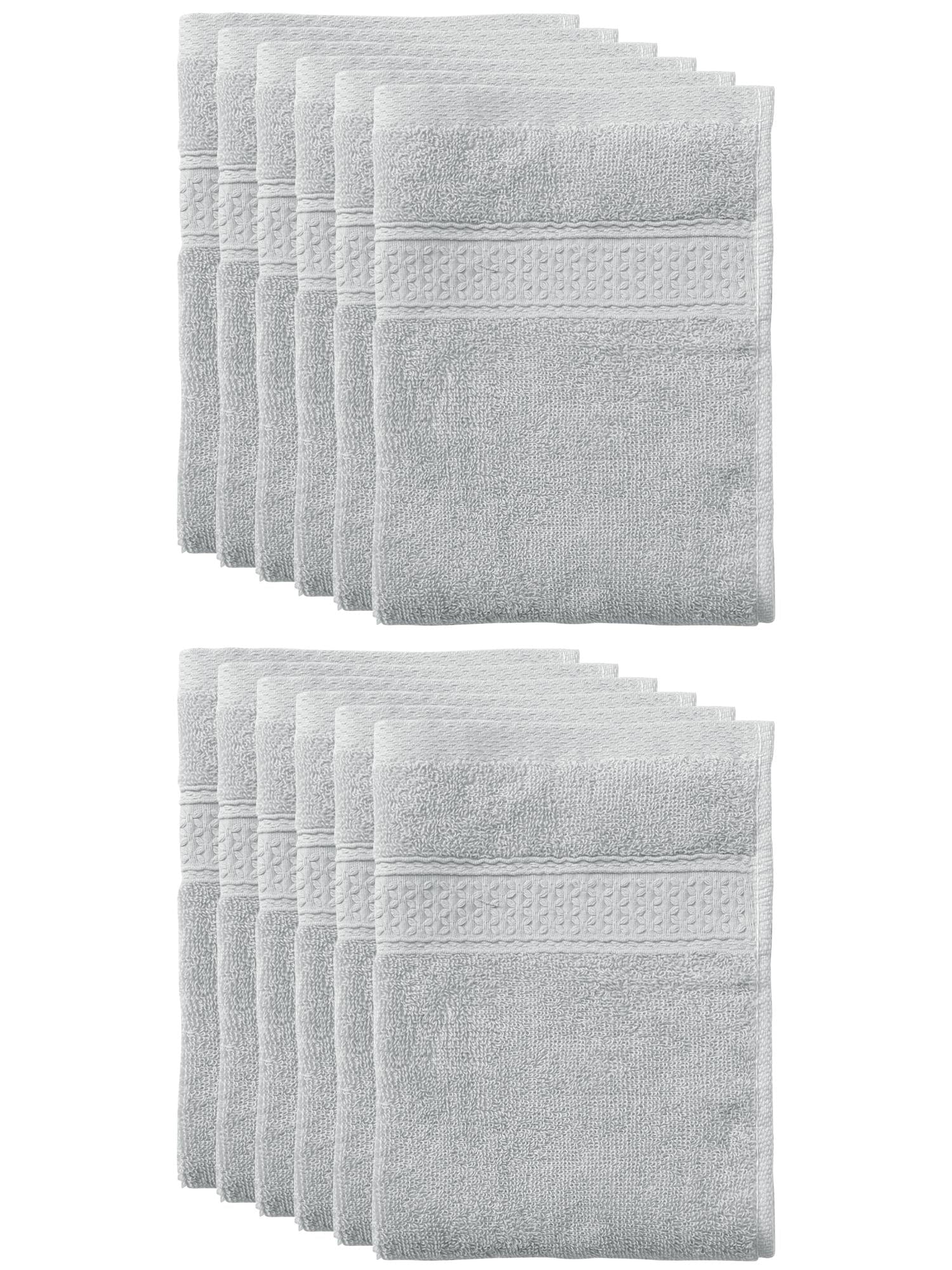 Unique Bargains 13"x13" Absorbent Cotton Dish Kitchen Plain Towels Light Gray
