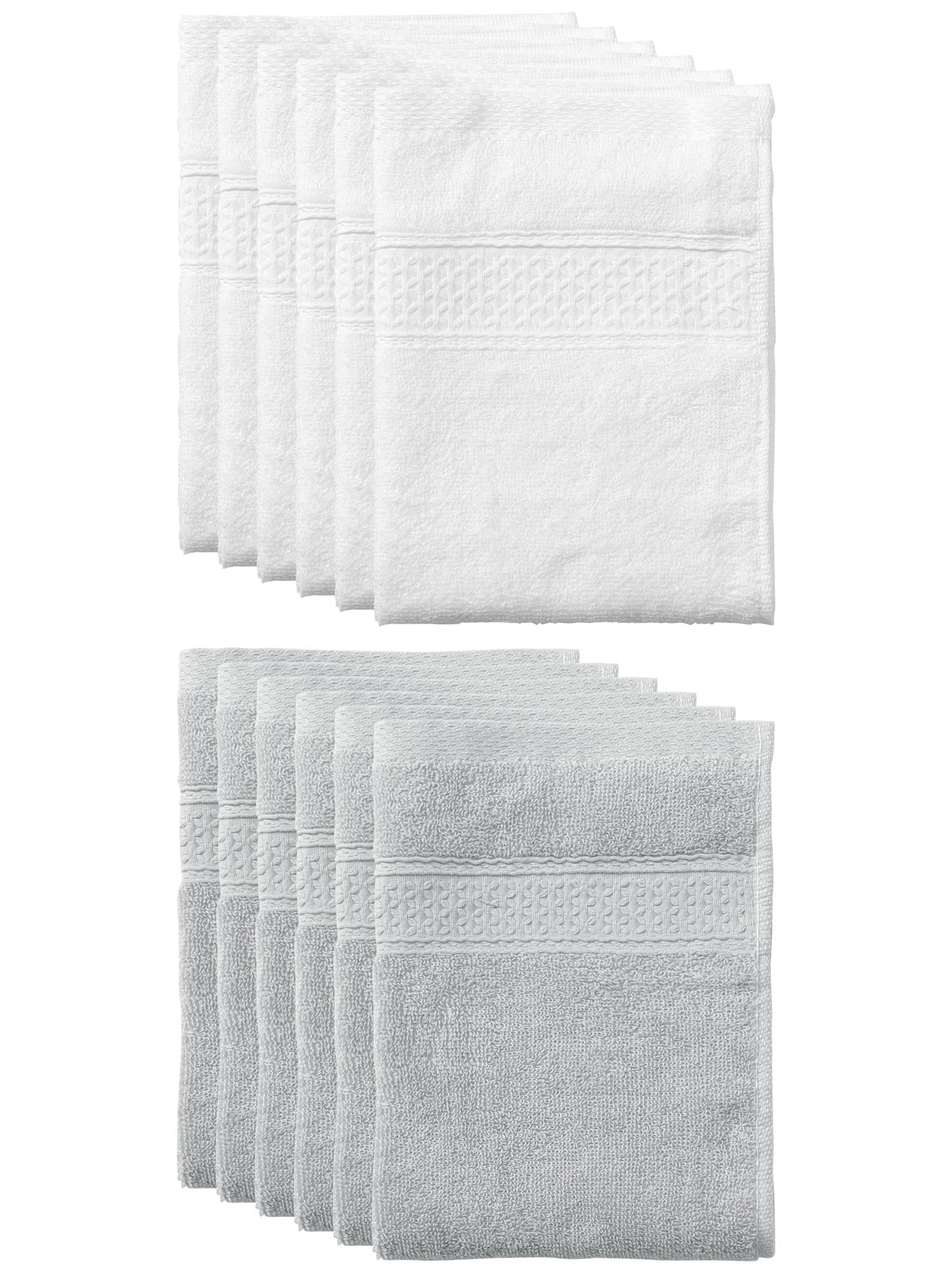 Unique Bargains 13"x13" Absorbent Cotton Dish Kitchen Plain Towels White, Light Gray
