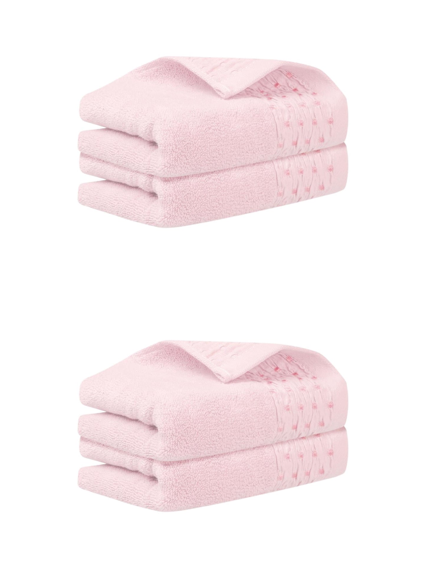 Unique Bargains 14" x 30" Embroidery Pattern Cotton Hand Towels Set Pink 4pk