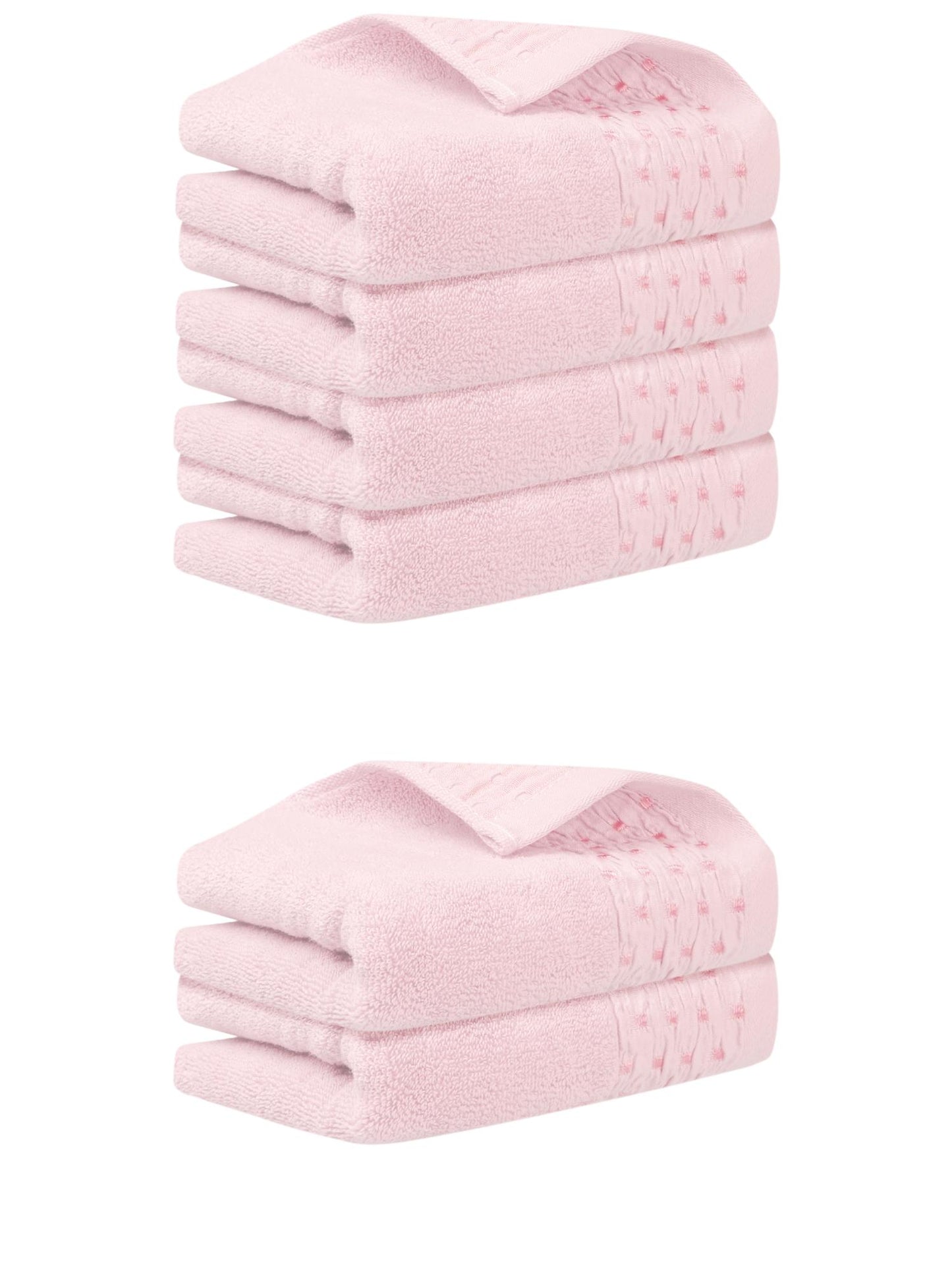 Unique Bargains 14" x 30" Embroidery Pattern Cotton Hand Towels Set Pink 6pk