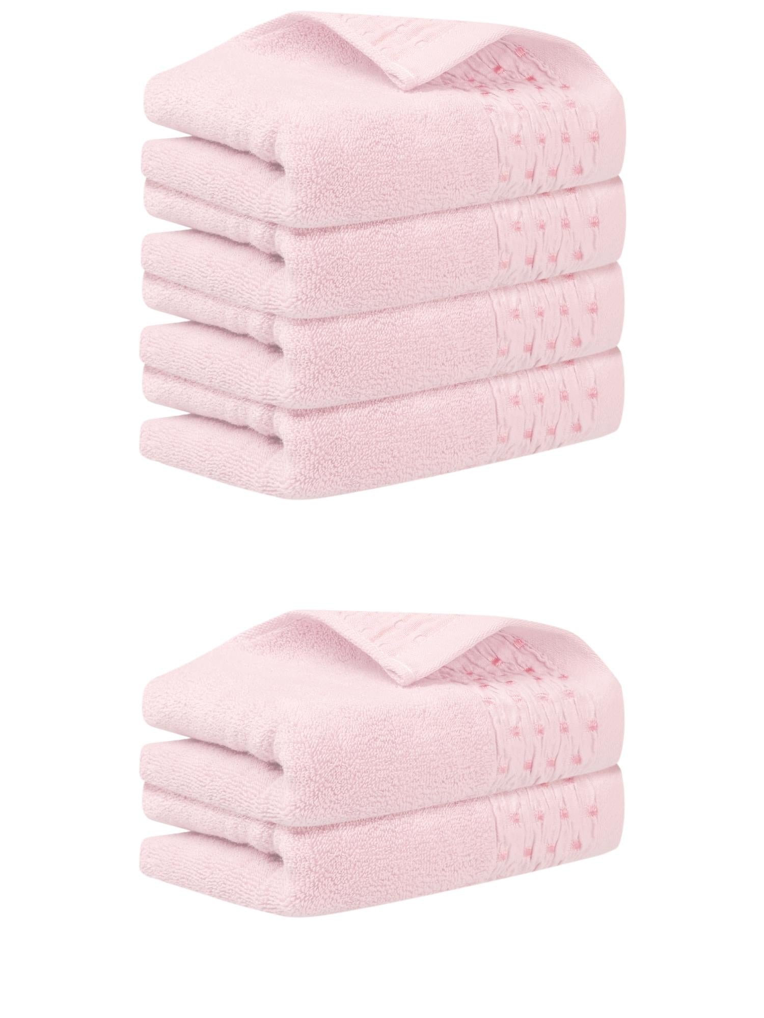 Unique Bargains 14" x 30" Embroidery Pattern Cotton Hand Towels Set Pink 6pk
