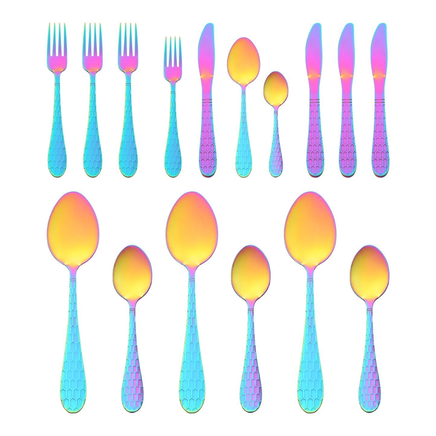 Unique Bargains 16 Pieces Stainless Steel Flatware Set Colorful