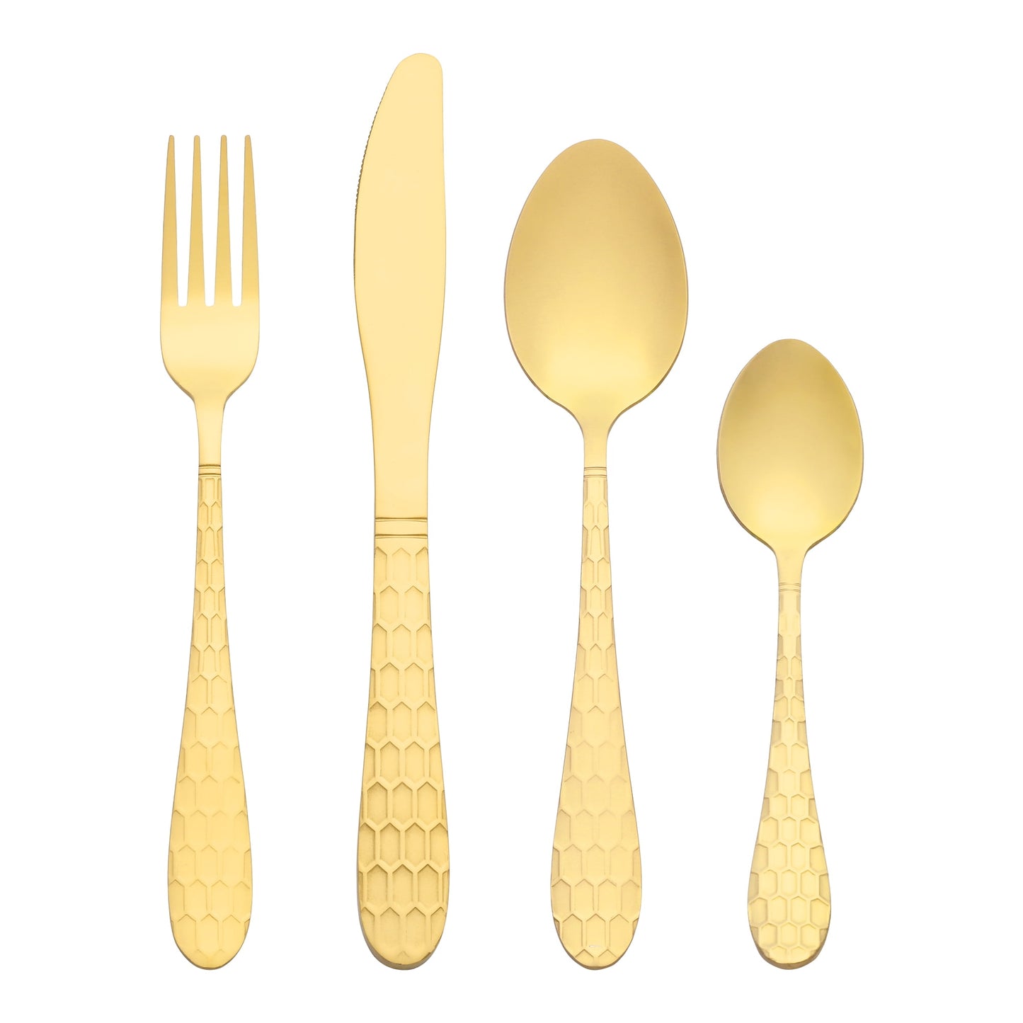 Unique Bargains 16 Pieces Stainless Steel Flatware Set Gold