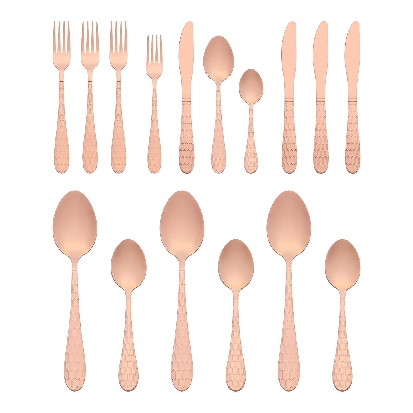 Unique Bargains 16 Pieces Stainless Steel Flatware Set Rose Gold