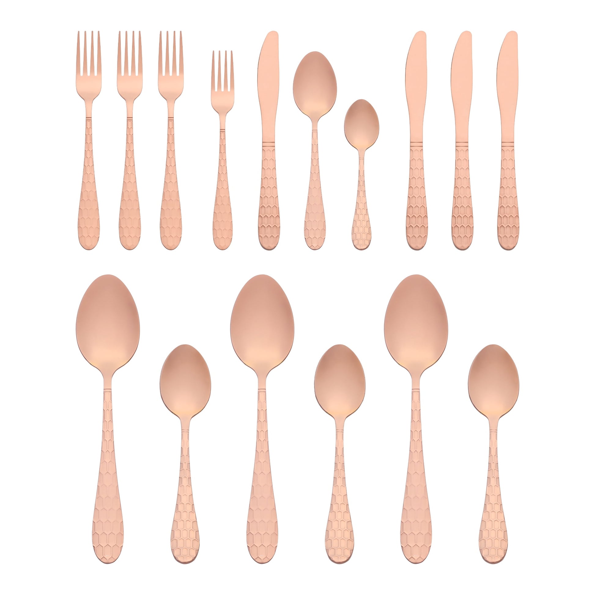 Unique Bargains 16 Pieces Stainless Steel Flatware Set Rose Gold