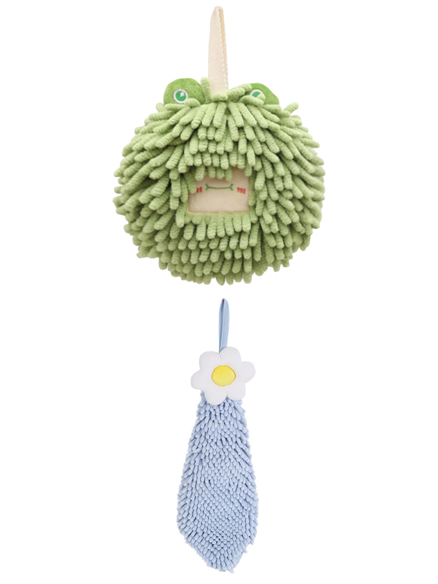 Unique Bargains 2 Pack Chenille Hand Towels 6" x 15"/7" x 7" Blue-1/Green