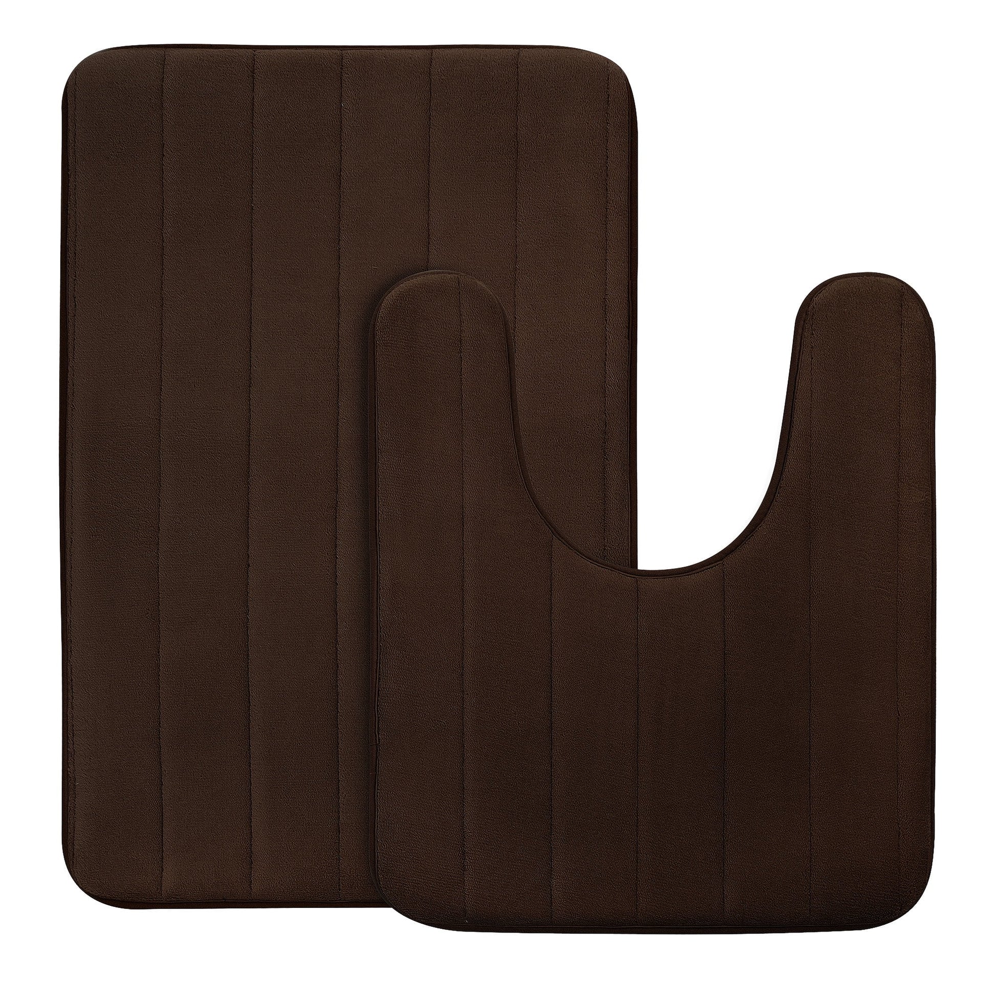 Unique Bargains 2-Pack Memory Foam Non-slip Washable Bath Toilet Pads Mats Rug Coffee 32"x20"