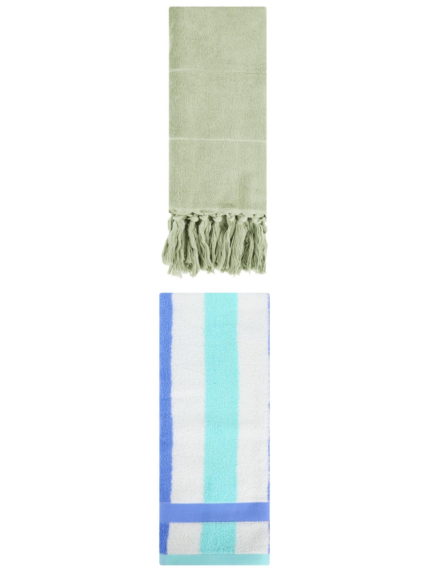 Unique Bargains 2 Pack Soft Decorative Hand Towel Green/Blue Green 14"x30"/13"x29"