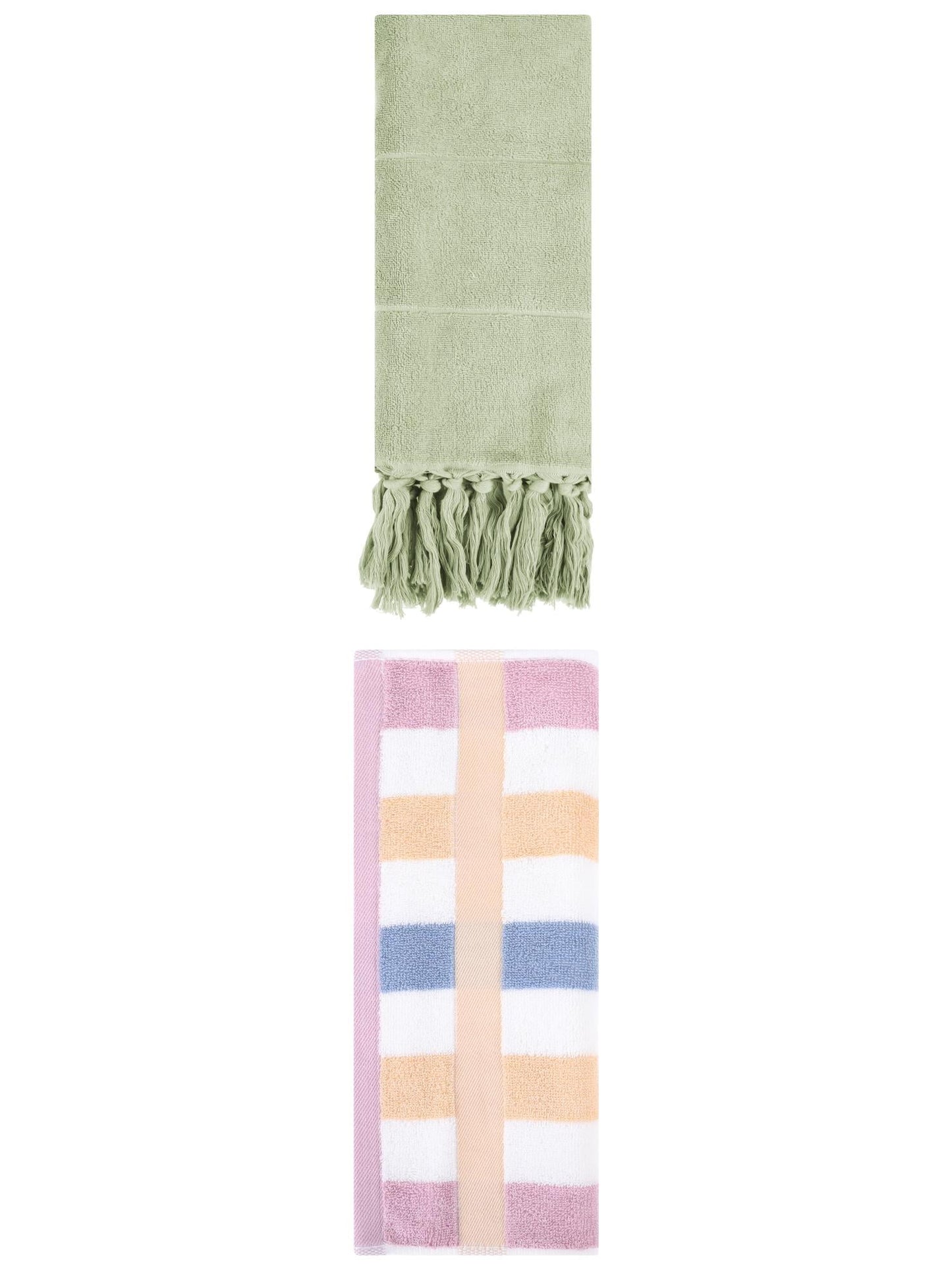 Unique Bargains 2 Pack Soft Decorative Hand Towel Green/Blue Purple 14"x30"/13"x29"