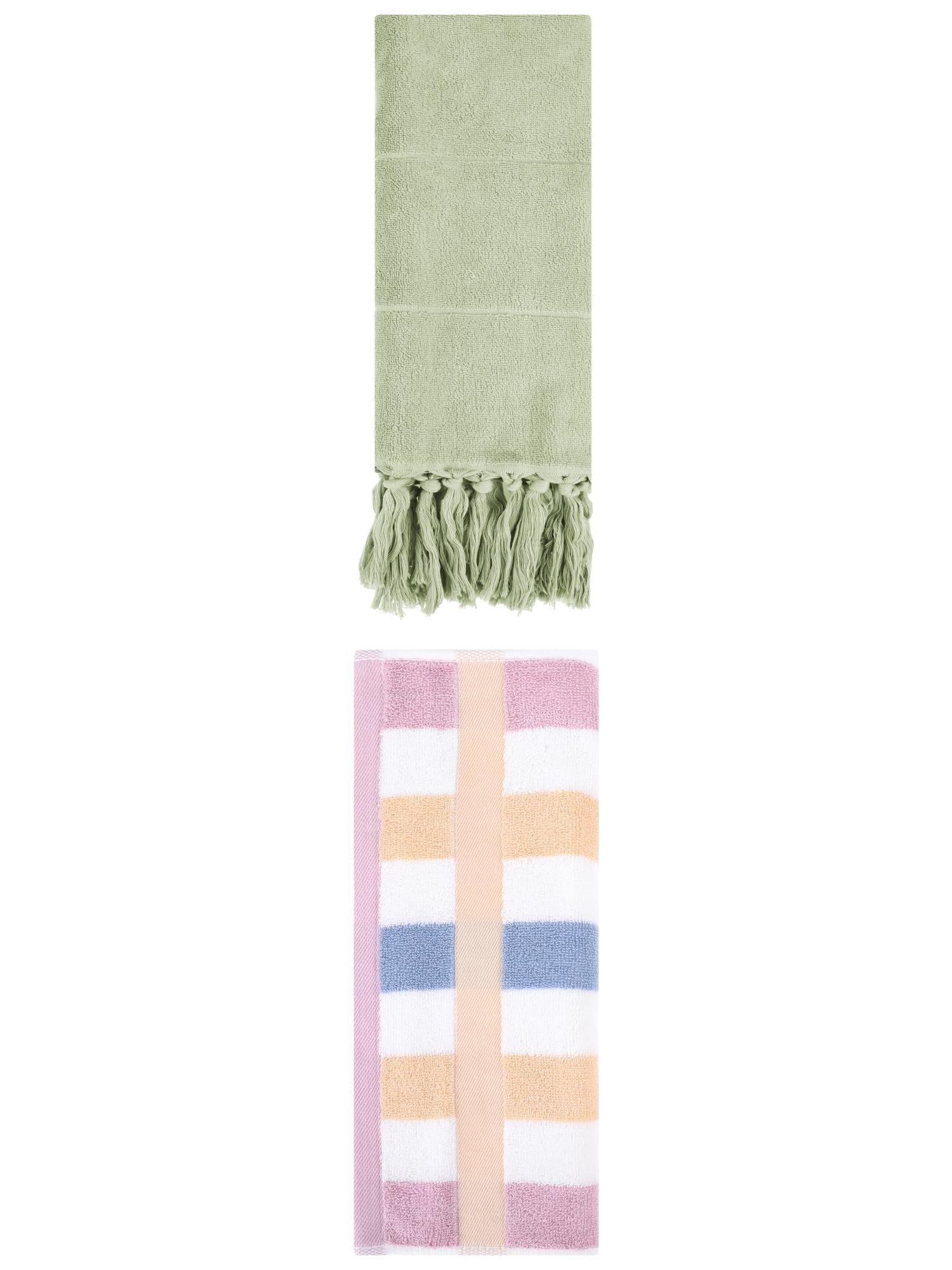 Unique Bargains 2 Pack Soft Decorative Hand Towel Green/Blue Purple 14"x30"/13"x29"