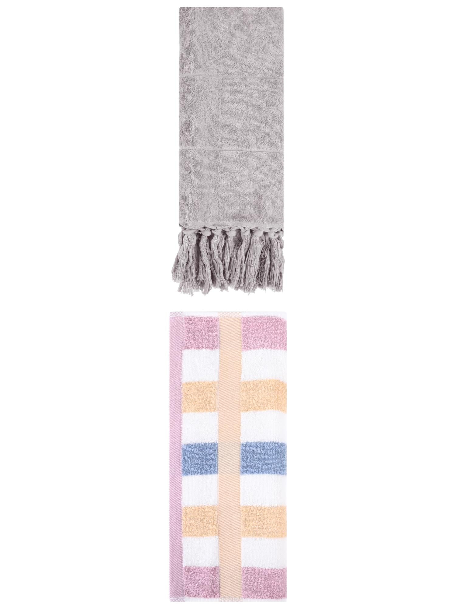 Unique Bargains 2 Pack Soft Decorative Hand Towel Grey/Blue Purple 14"x30"/13"x29"