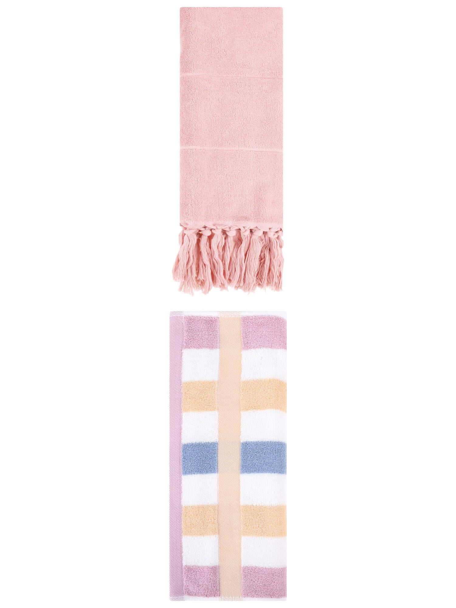 Unique Bargains 2 Pack Soft Decorative Hand Towel Pink/Blue Purple 14"x30"/13"x29"
