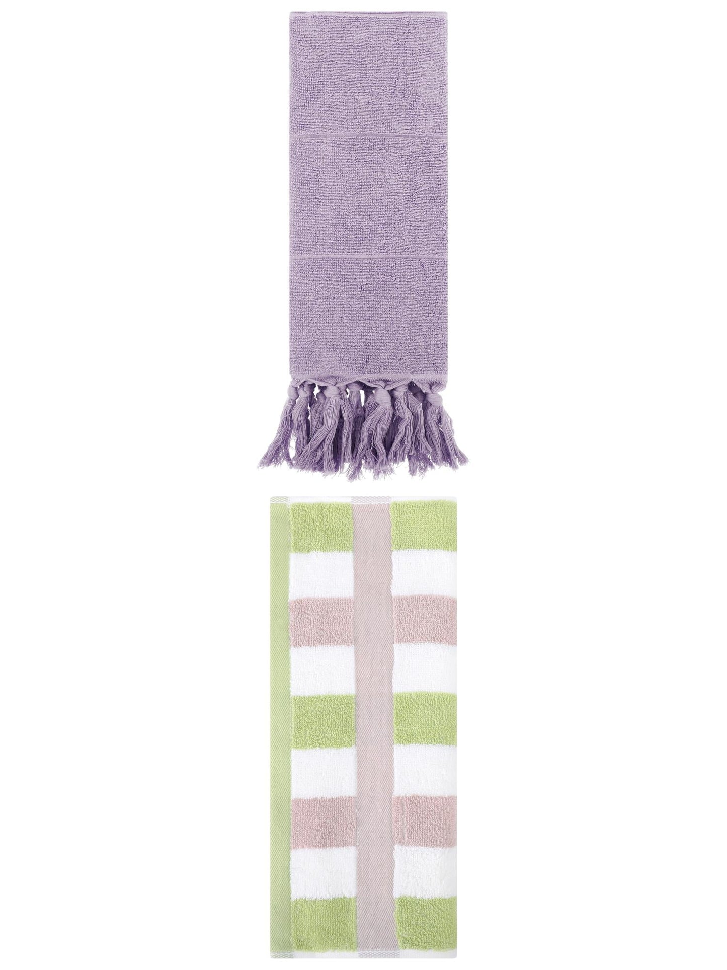 Unique Bargains 2 Pack Soft Decorative Hand Towel Purple/Green 14"x30"/13"x29"