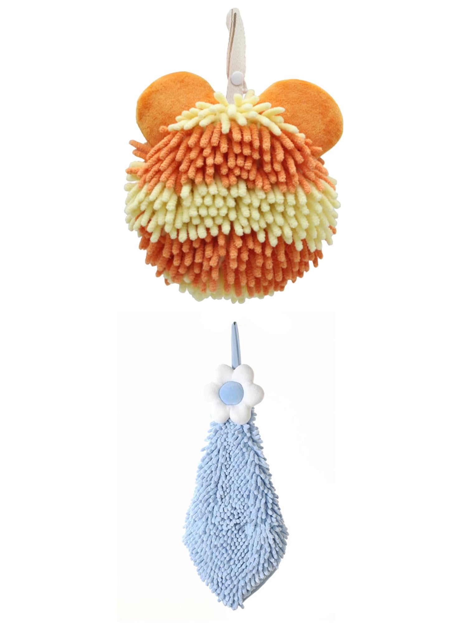 Unique Bargains 2 Pack Soft Hand Towel 6" x 15"/7" x 7" Blue-2/Orange