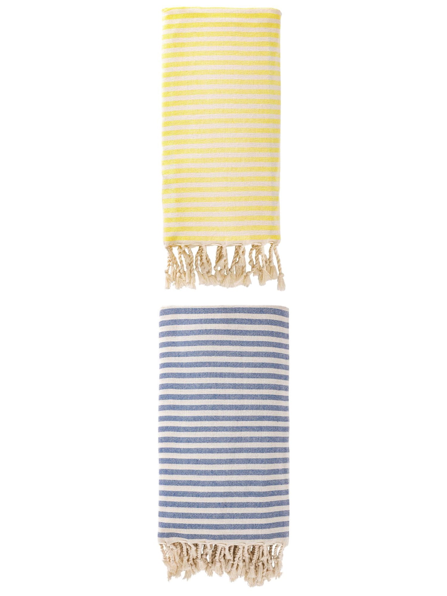Unique Bargains 2 Pack Soft Sand Free Quick Dry Turkish Towel Light Yellow/Blue 71"x40"