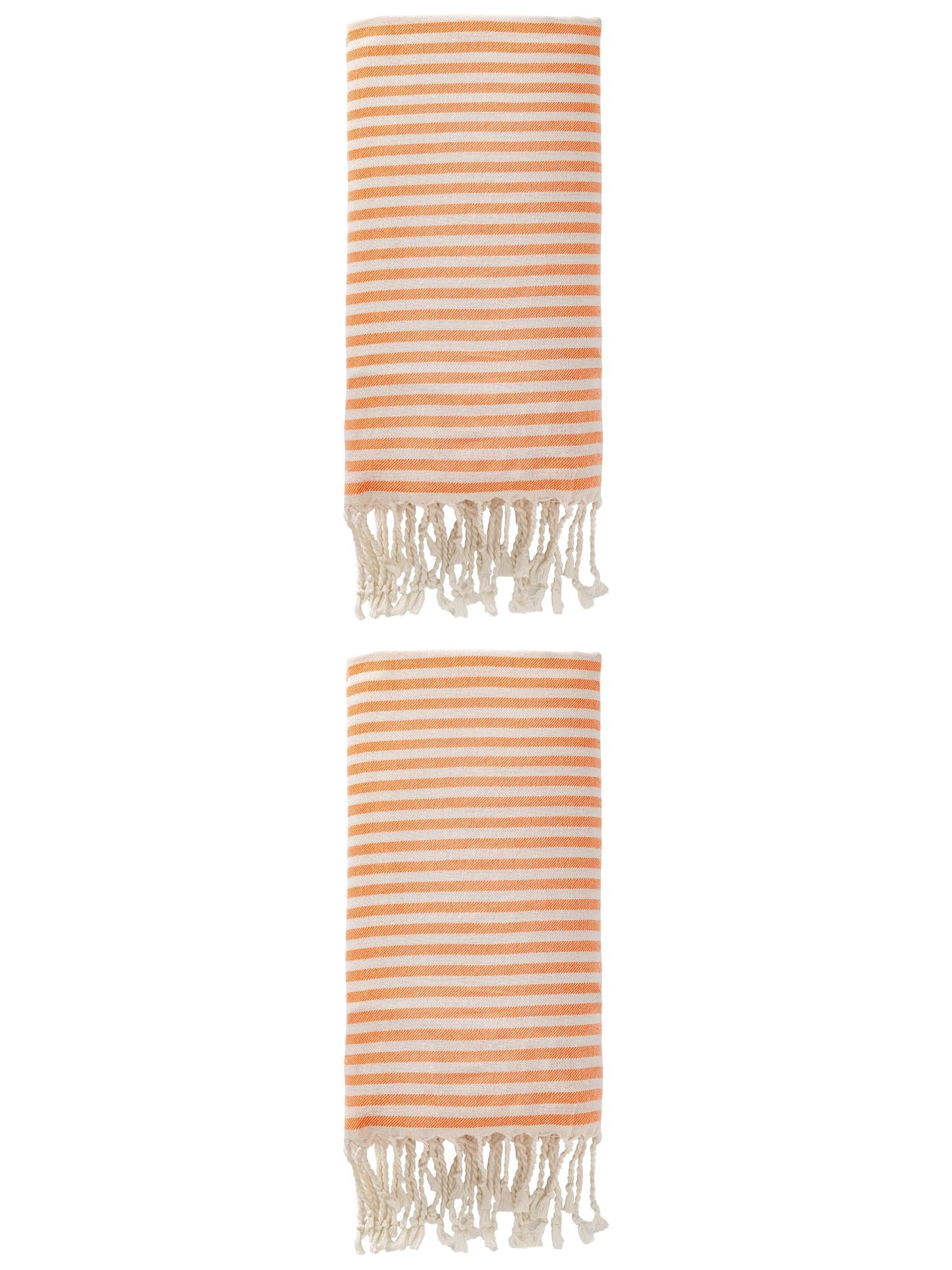 Unique Bargains 2 Pack Soft Sand Free Quick Dry Turkish Towel Orange 71"x40"