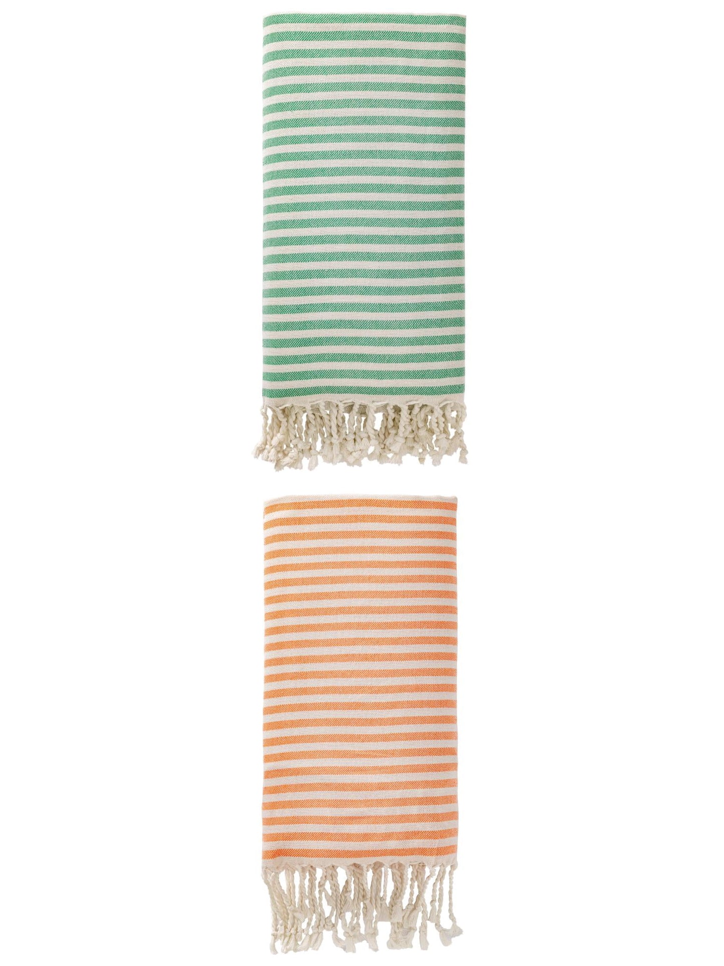 Unique Bargains 2 Pack Soft Sand Free Quick Dry Turkish Towel Orange/Green 71"x40"