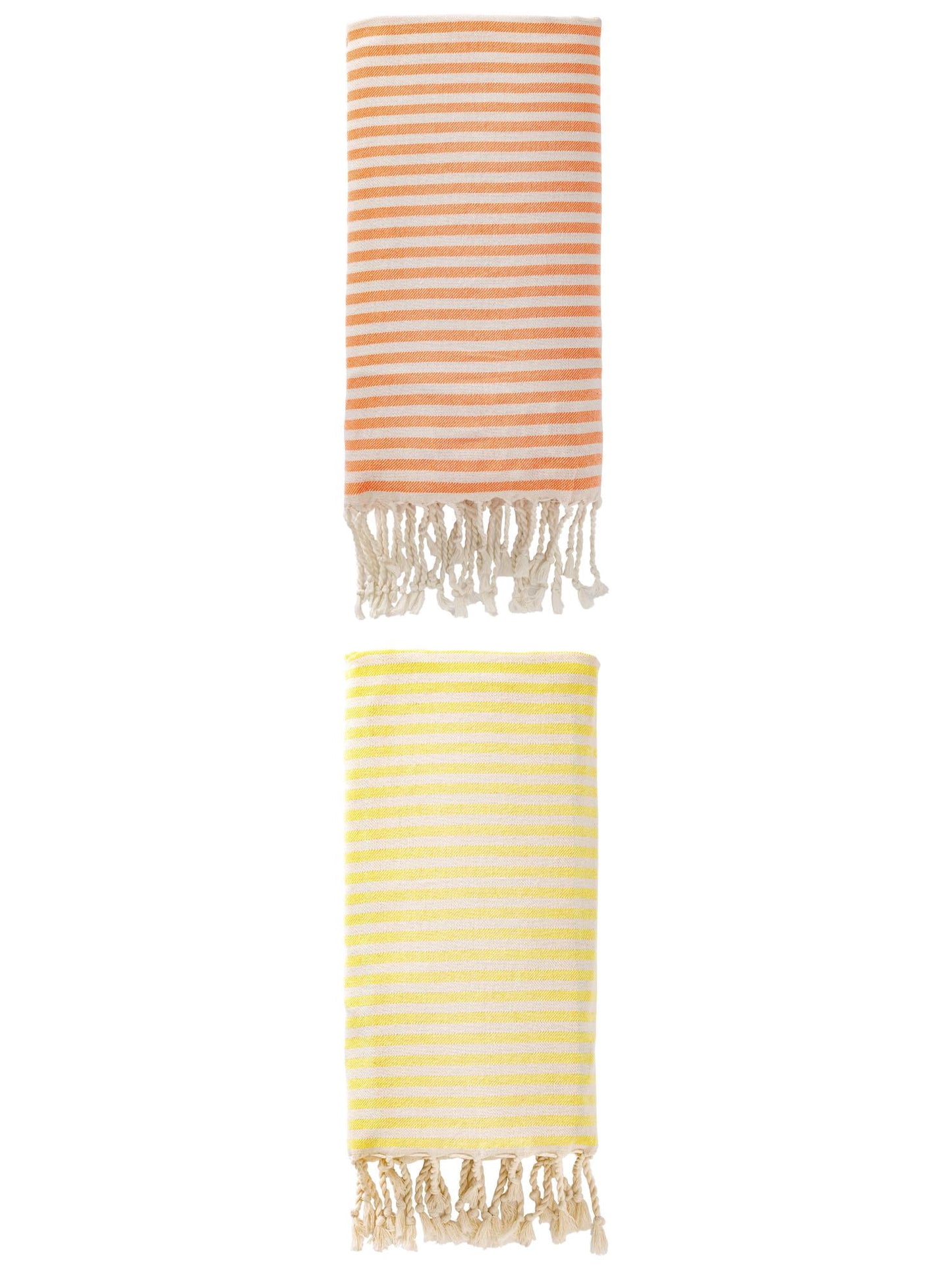 Unique Bargains 2 Pack Soft Sand Free Quick Dry Turkish Towel Orange/Light Yellow 71"x40"