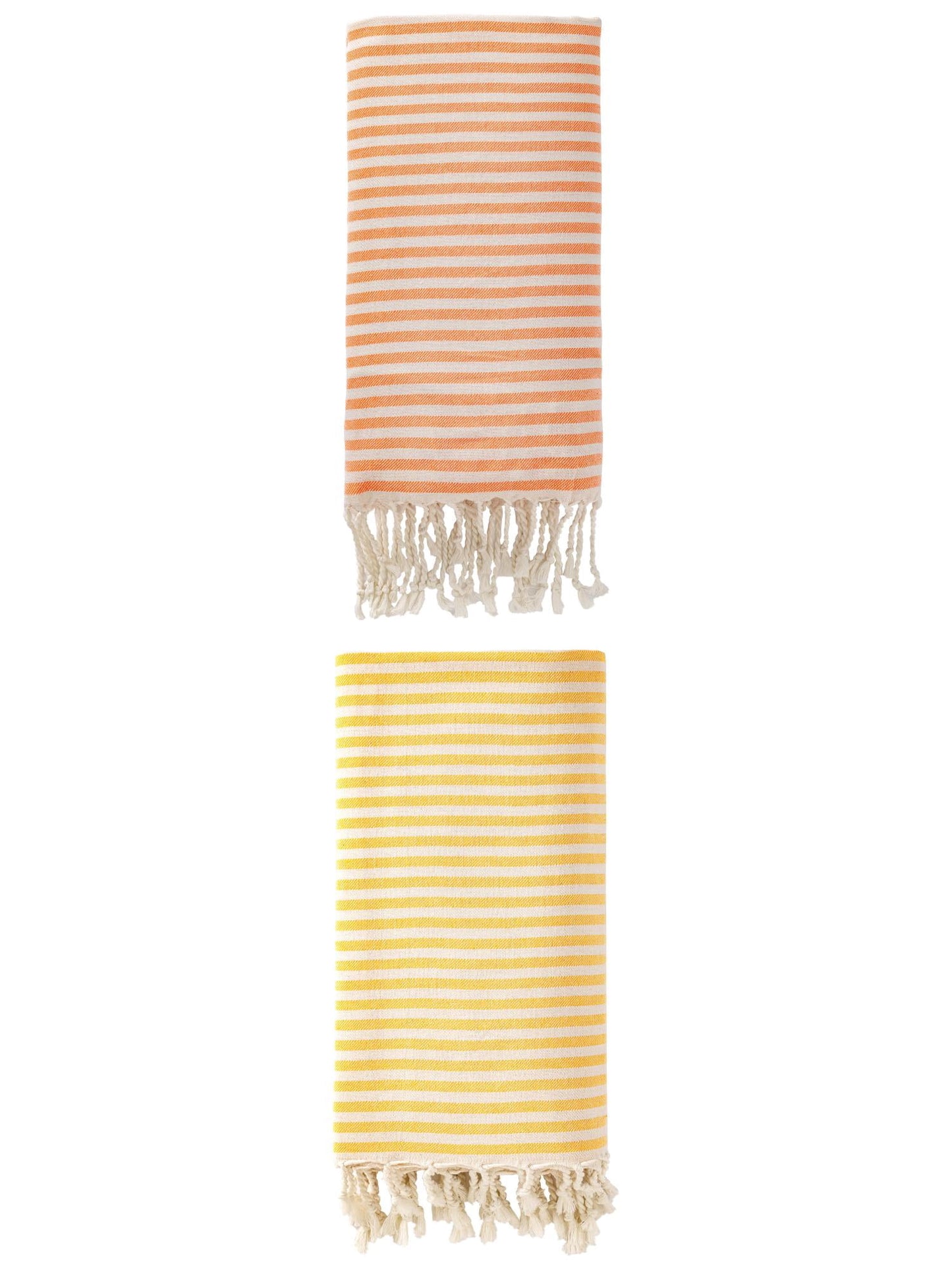Unique Bargains 2 Pack Soft Sand Free Quick Dry Turkish Towel Orange/Yellow 71"x40"