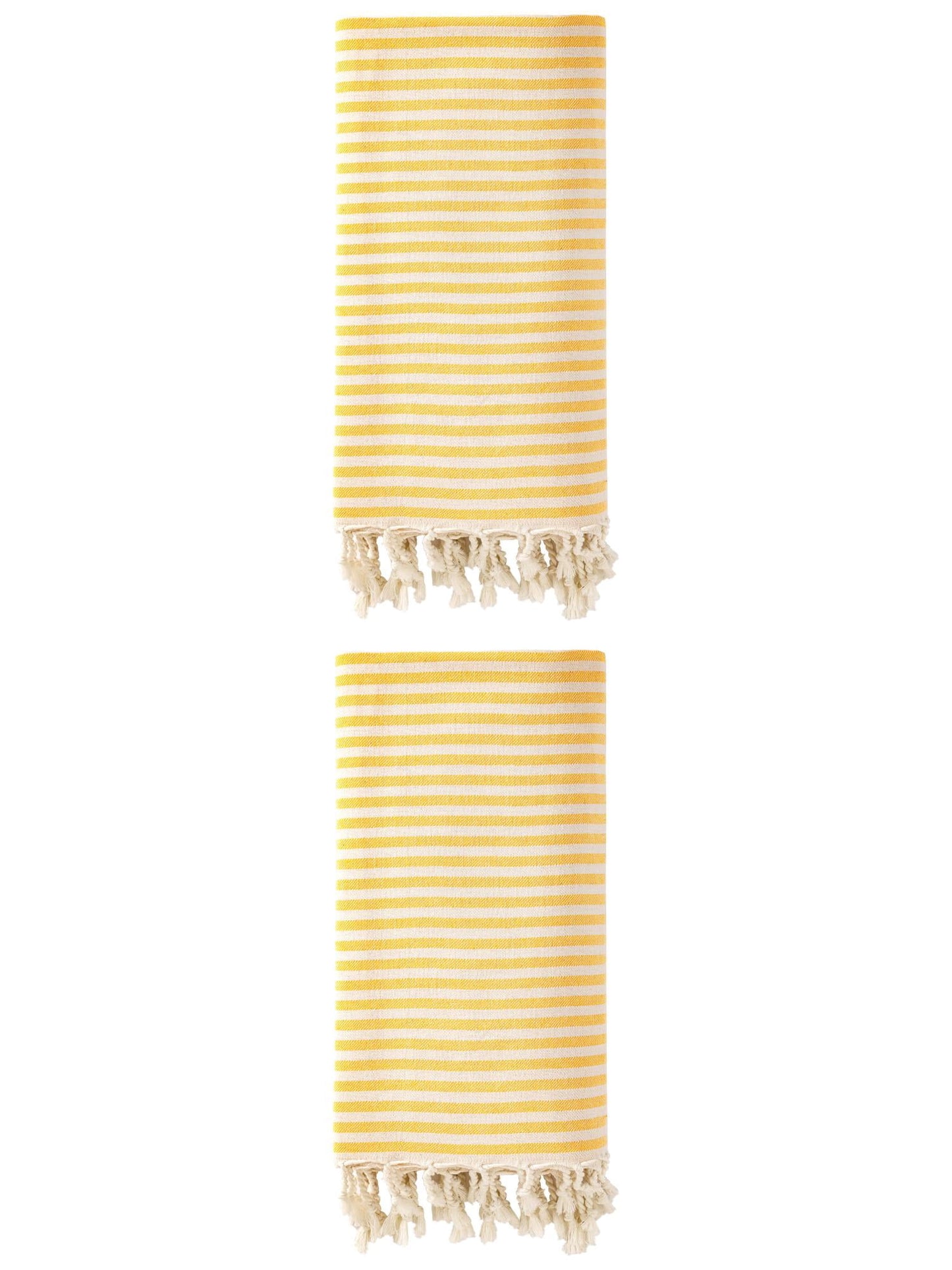 Unique Bargains 2 Pack Soft Sand Free Quick Dry Turkish Towel Yellow 71"x40"