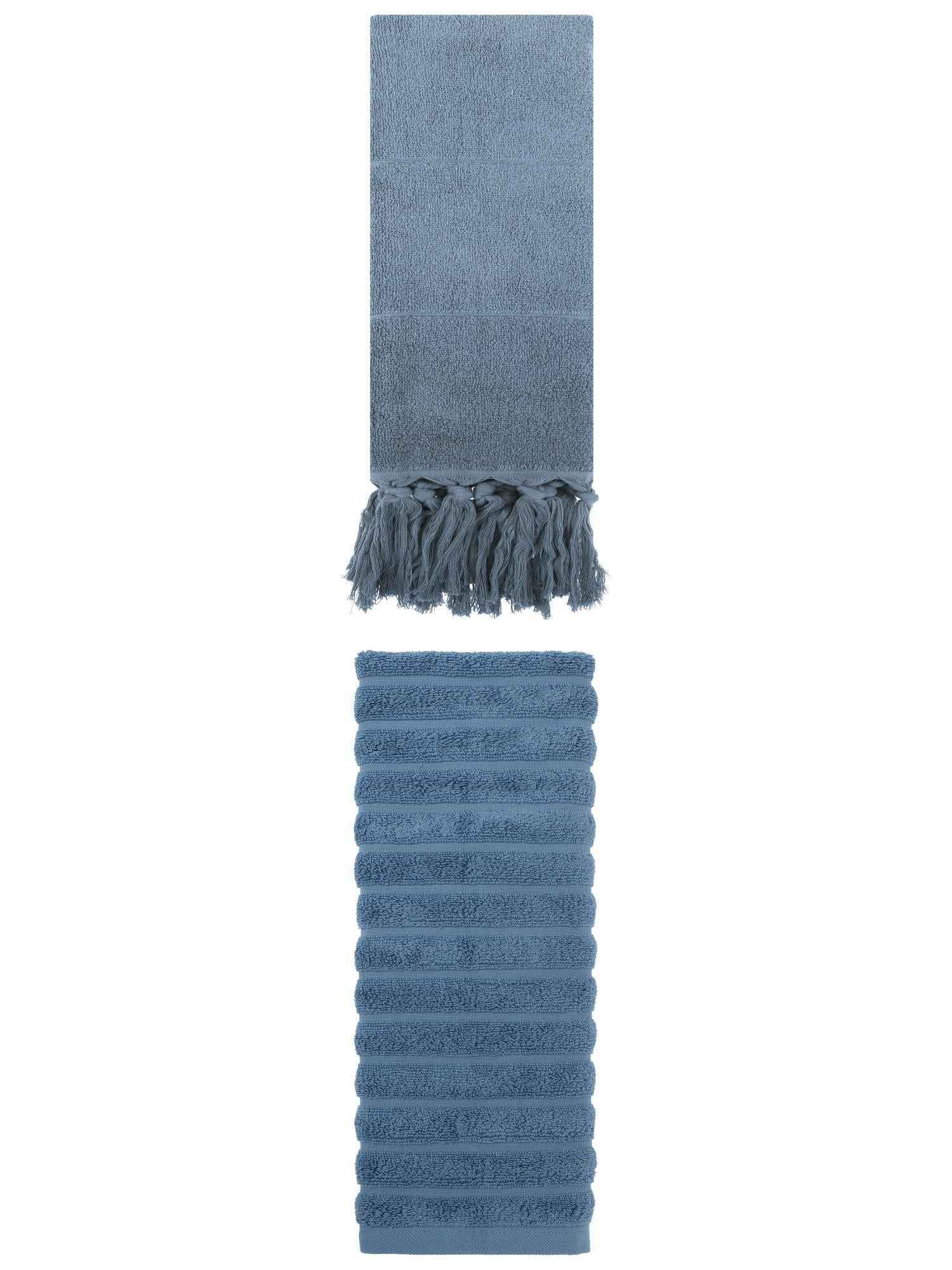 Unique Bargains 2 Pack Solid Absorbent Soft Cotton Hand Towels 14" x 30" Blue