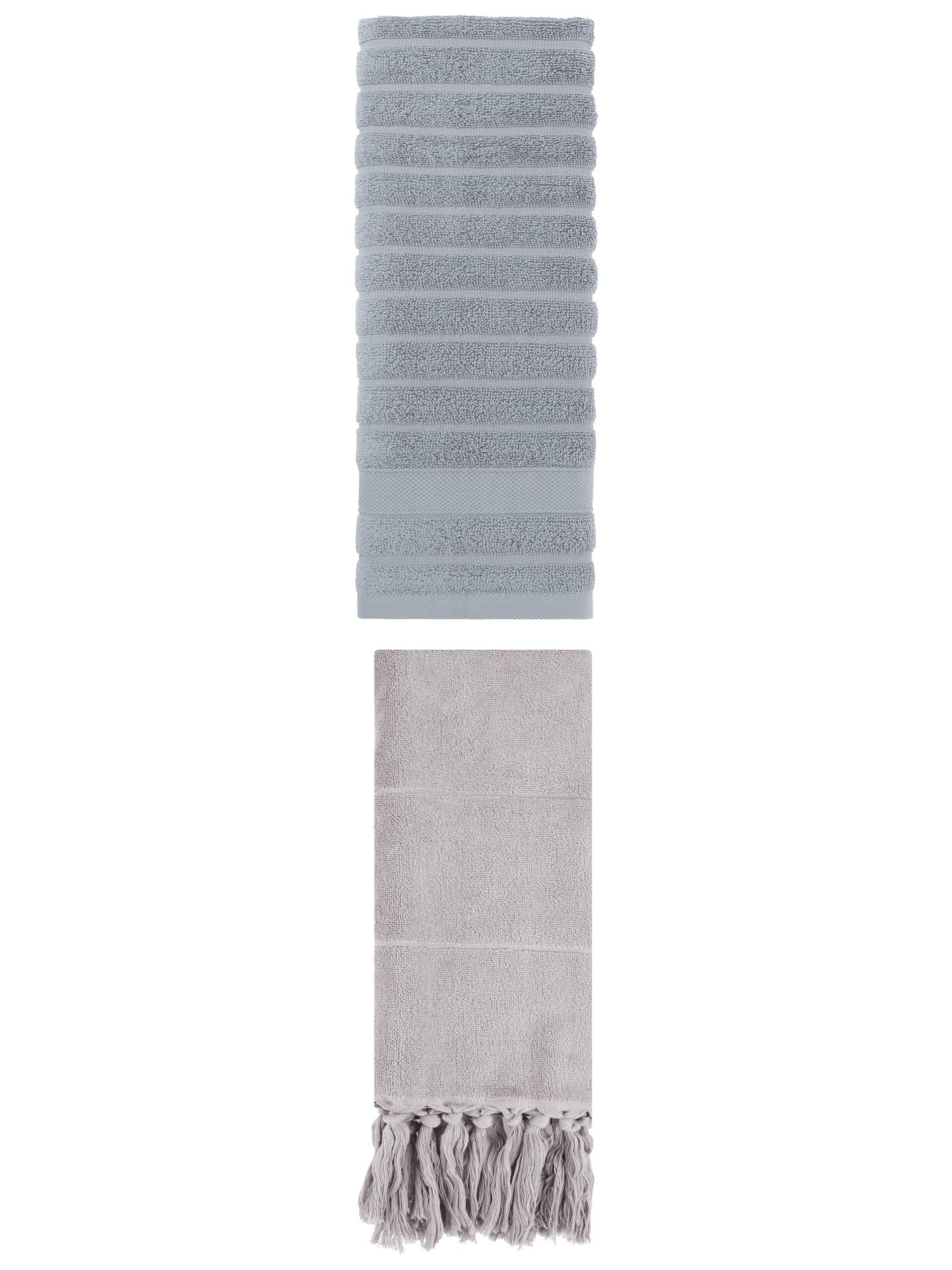 Unique Bargains 2 Pack Solid Absorbent Soft Cotton Hand Towels 14" x 30" Grey