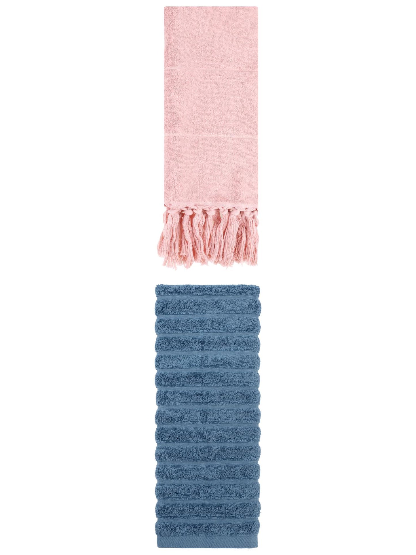 Unique Bargains 2 Pack Solid Absorbent Soft Cotton Hand Towels 14" x 30" Pink/Blue