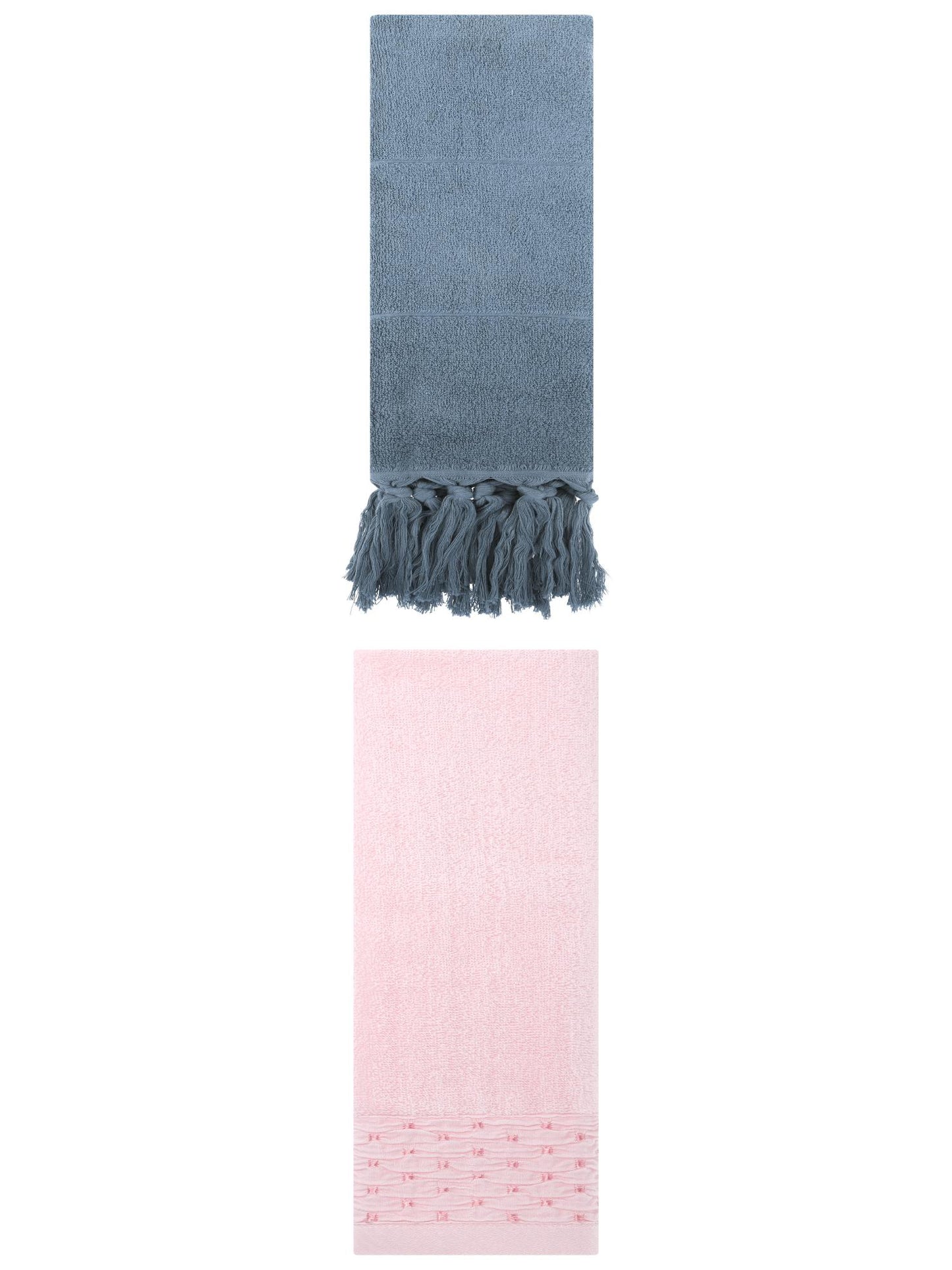 Unique Bargains 2 Pack Solid Cotton Bathroom Hand Towel 14" x 30" Blue/Pink